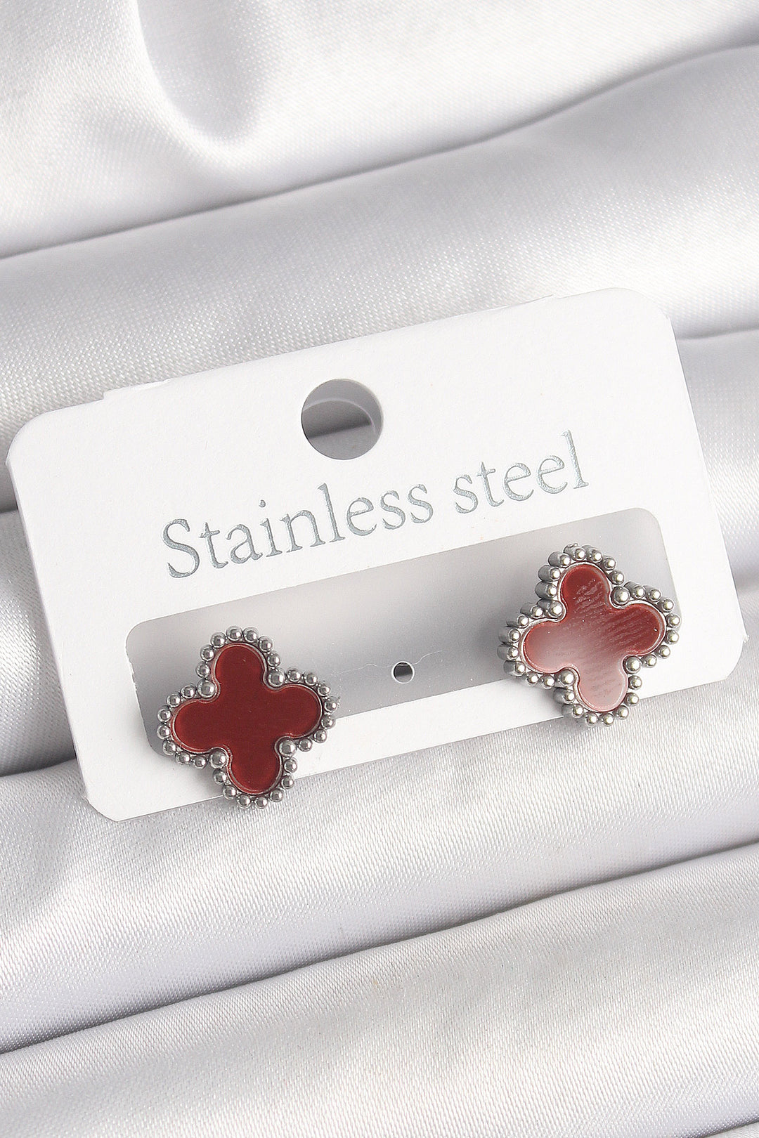 EBJ Rice Silver Color Clover Model Women's Earrings - Roncaglia
