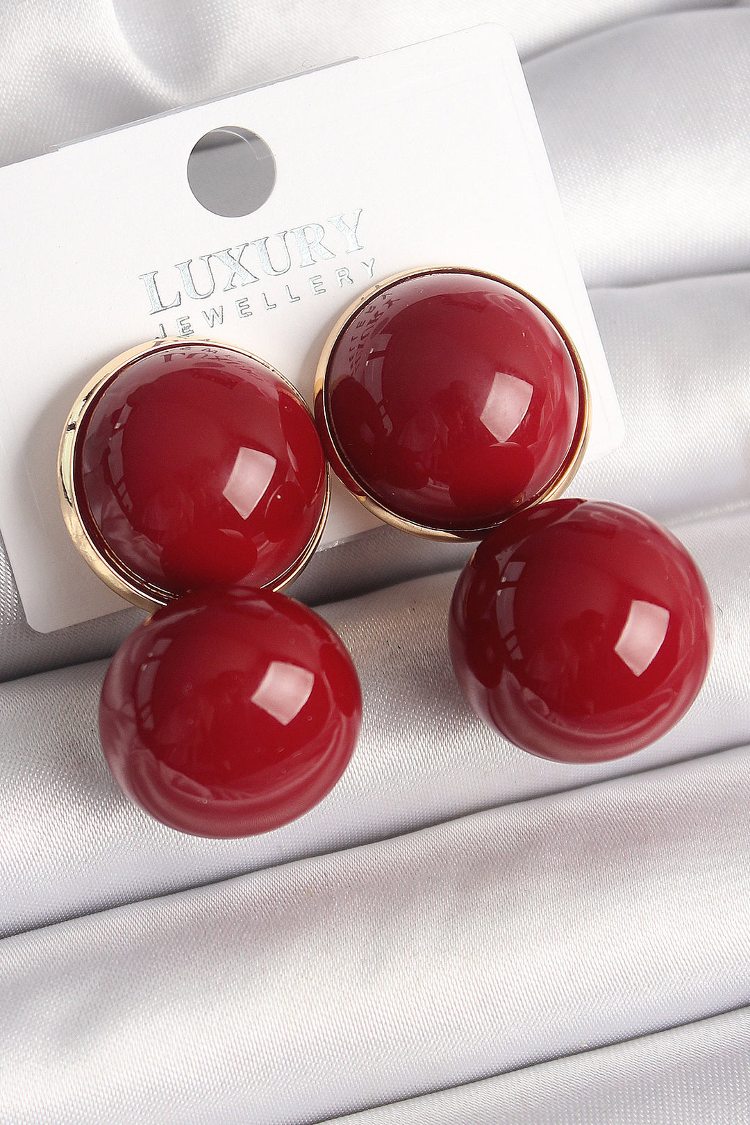 EBJ Gold Color Rice Red Bead Model Women's Earrings - Skokie