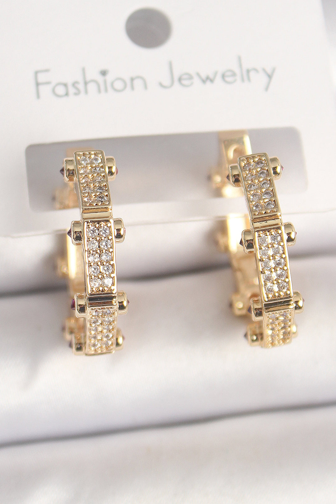 EBJ Gold Color Zircon Stone Ring Model Women's Earring - Khartsyzk