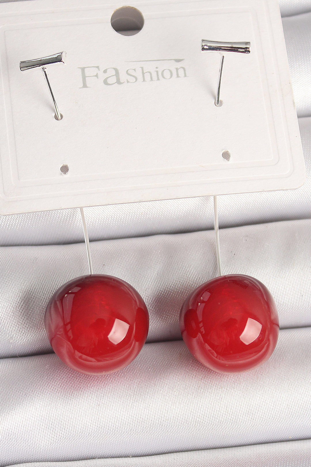 EBJ Rice Silver Color Nail Cherry Model Women's Earring - Torre-Pacheco