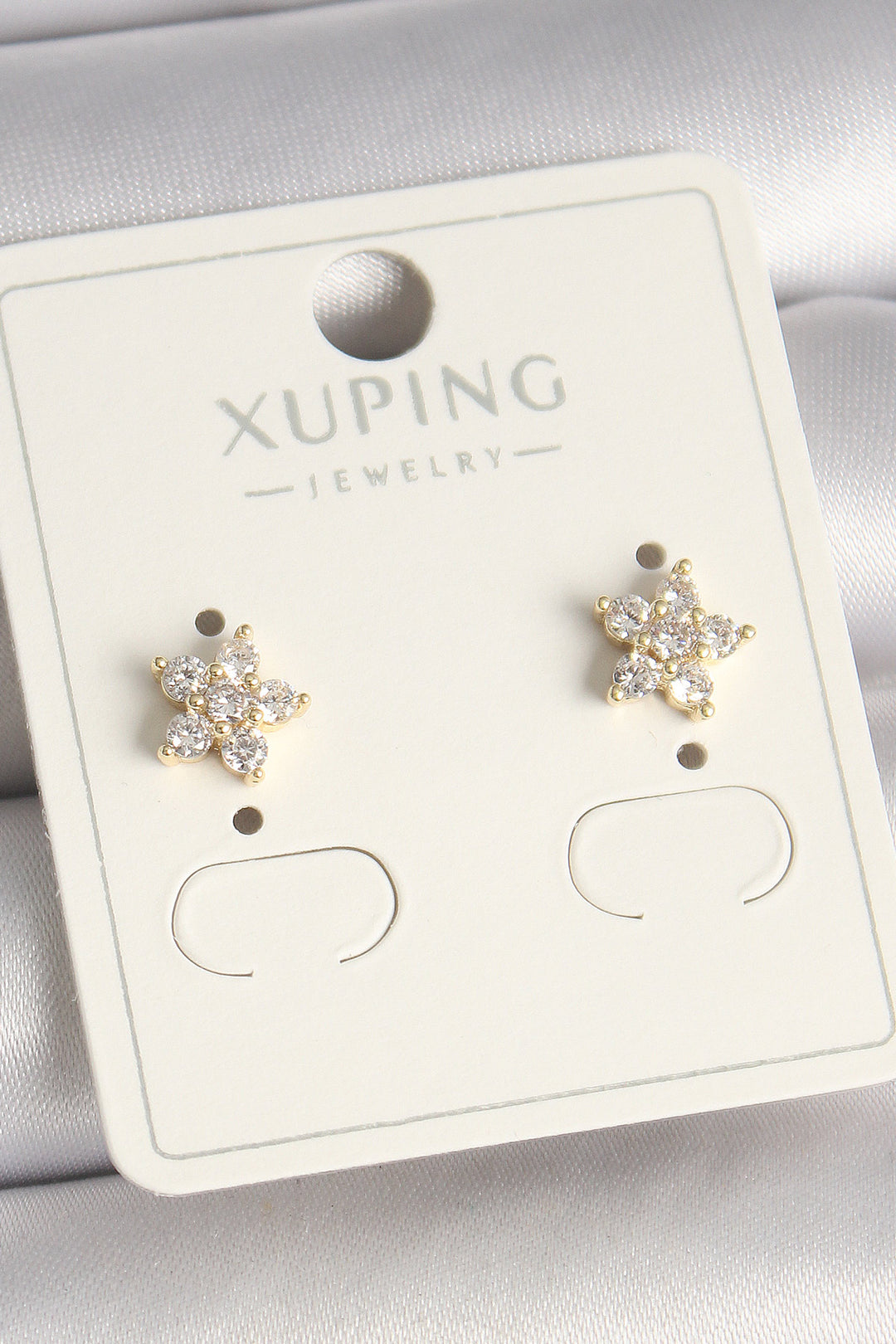 EBJ Xuping Women's Earrings with Rice Gold Color Zircon Stone Flower Design - Lufkin