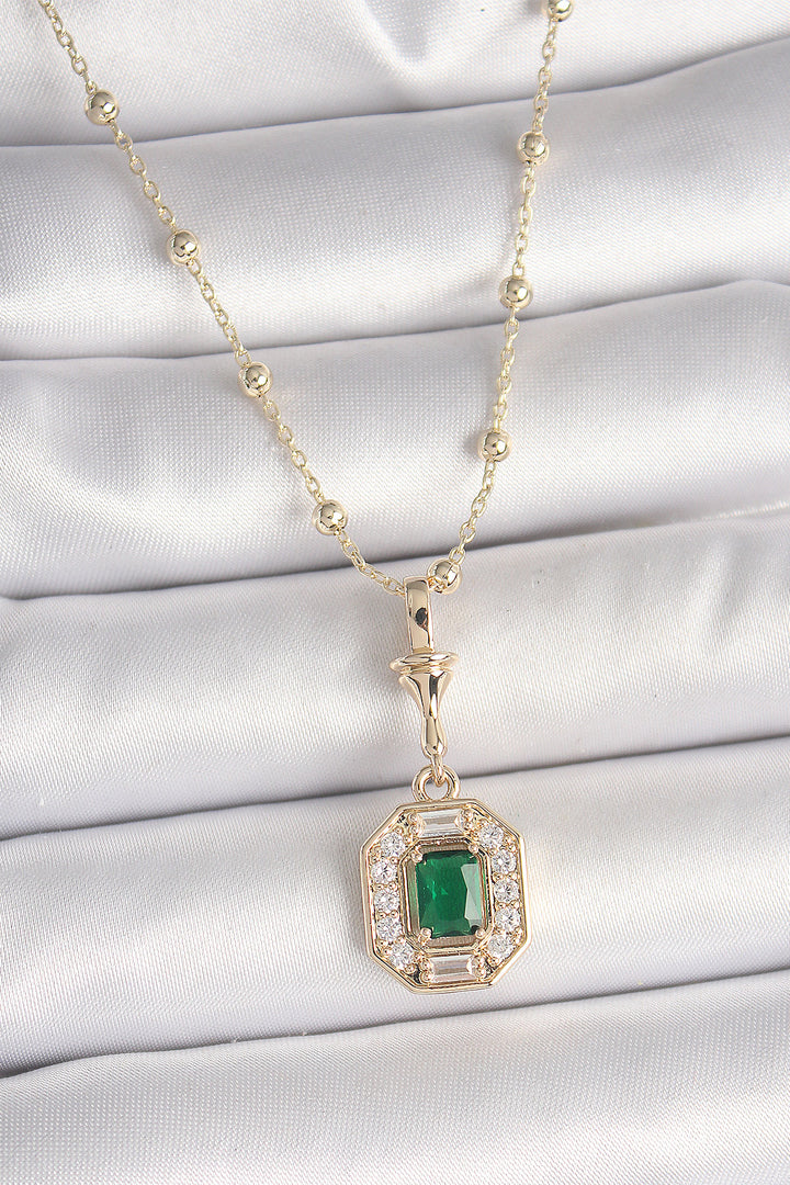 EBJ Rice Gold Color Zircon Stone Pendant Chain Serenay Model Women's Necklace - O Fallon