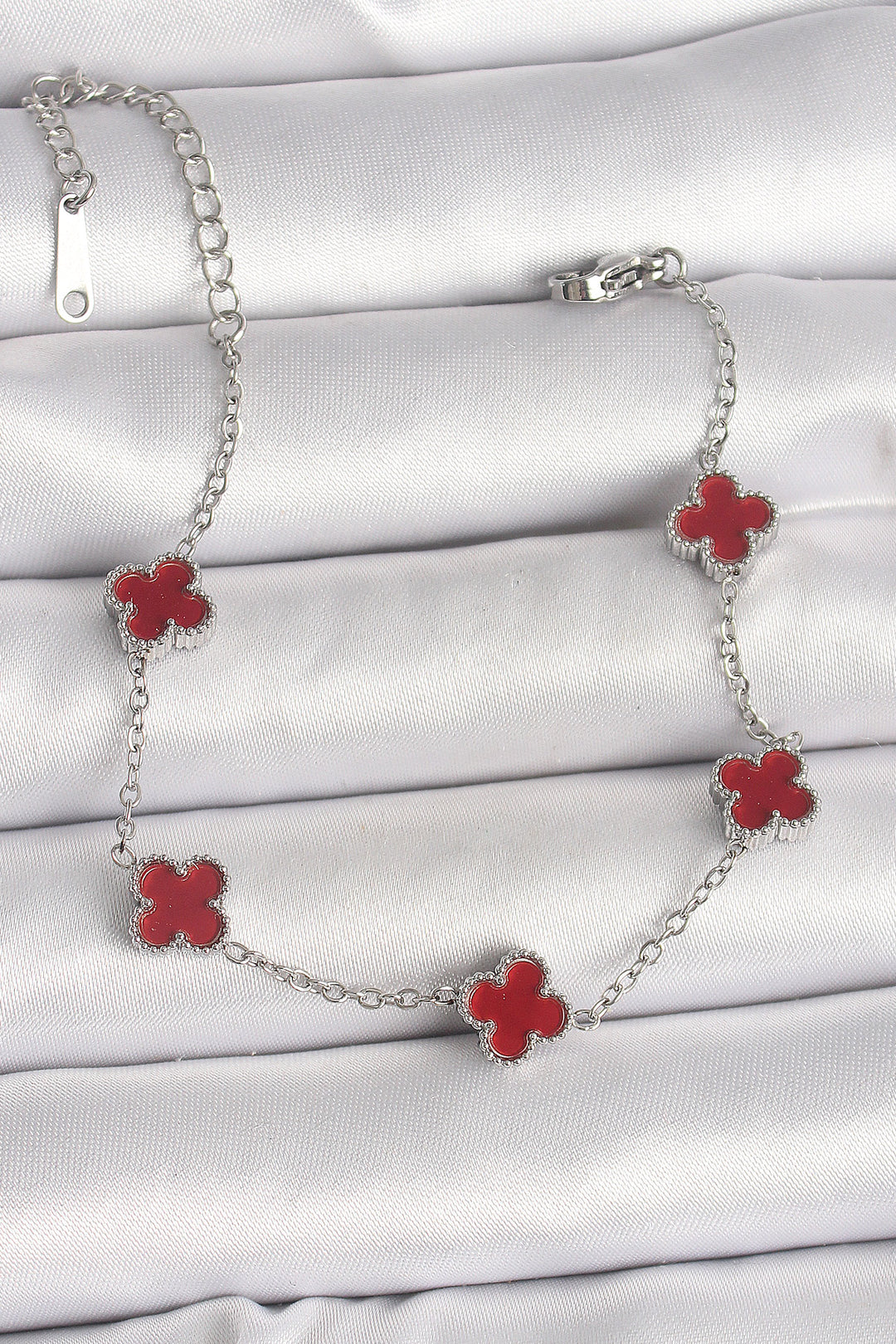 EBJ 316L Stainless Steel Silver Color Baby Boy Red Clover Model Women's Bracelet - Limbiate