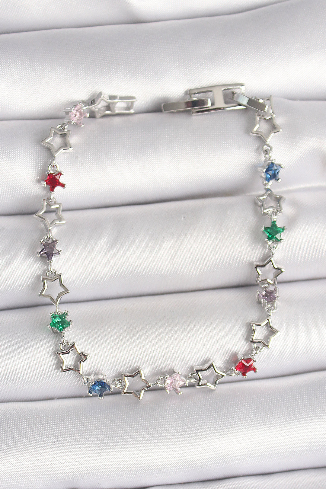 EBJ Rice Silver Color Star Model Women's Bracelet with Colorful Zircon Stones - Bârlad