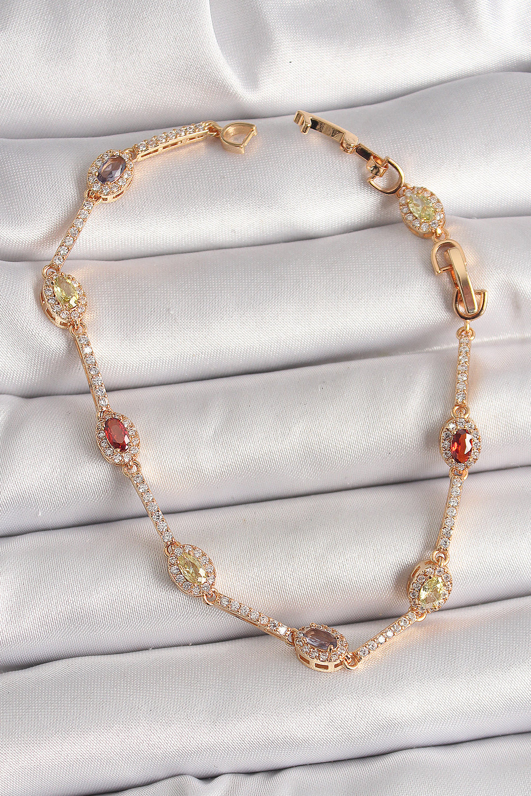 EBJ Rice Gold Colorful Drop Zircon Stone Women's Bracelet - Arona