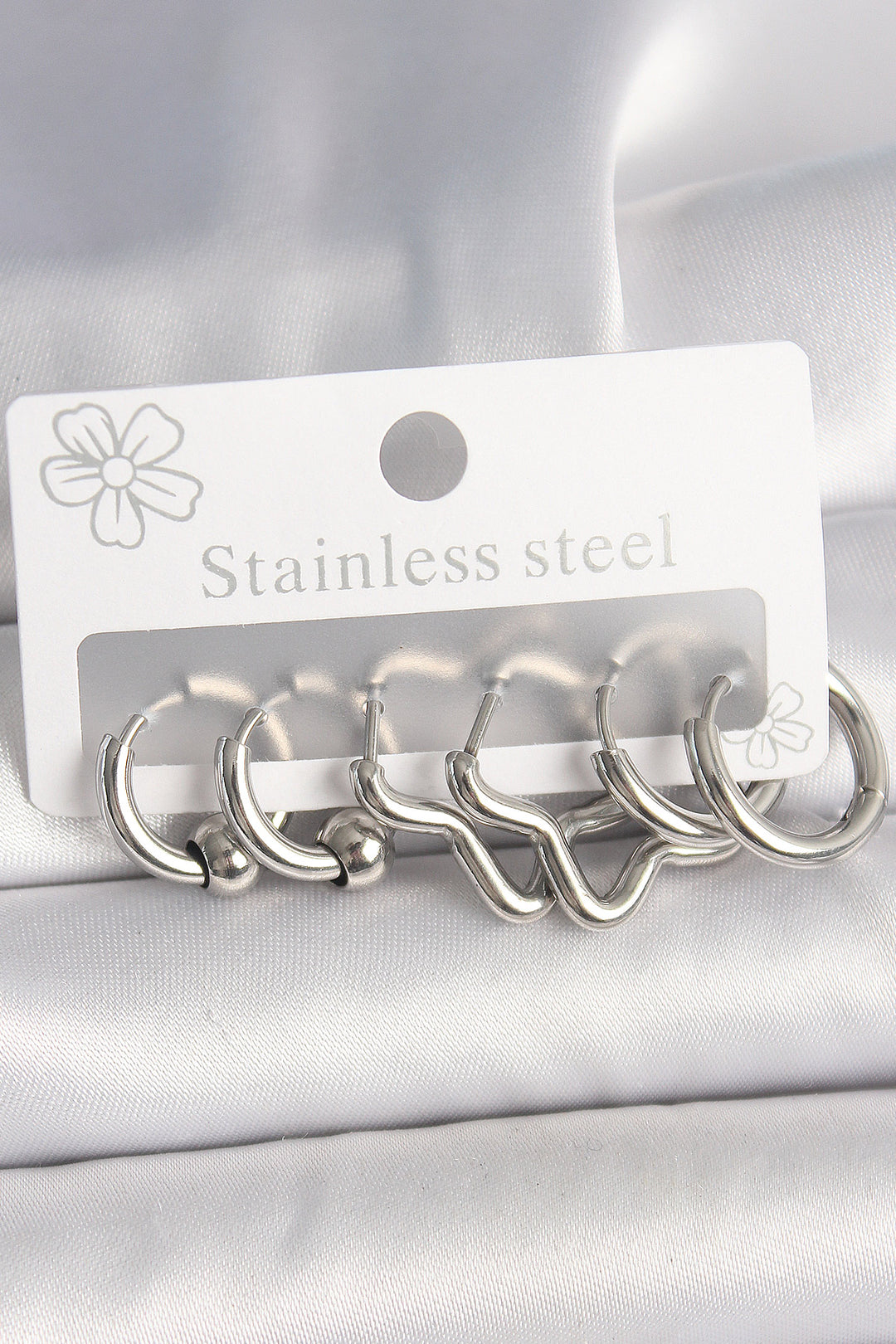EBJ 316L Stainless Steel Silver Color Ring Star Model Women's Earring Set - Neumünster