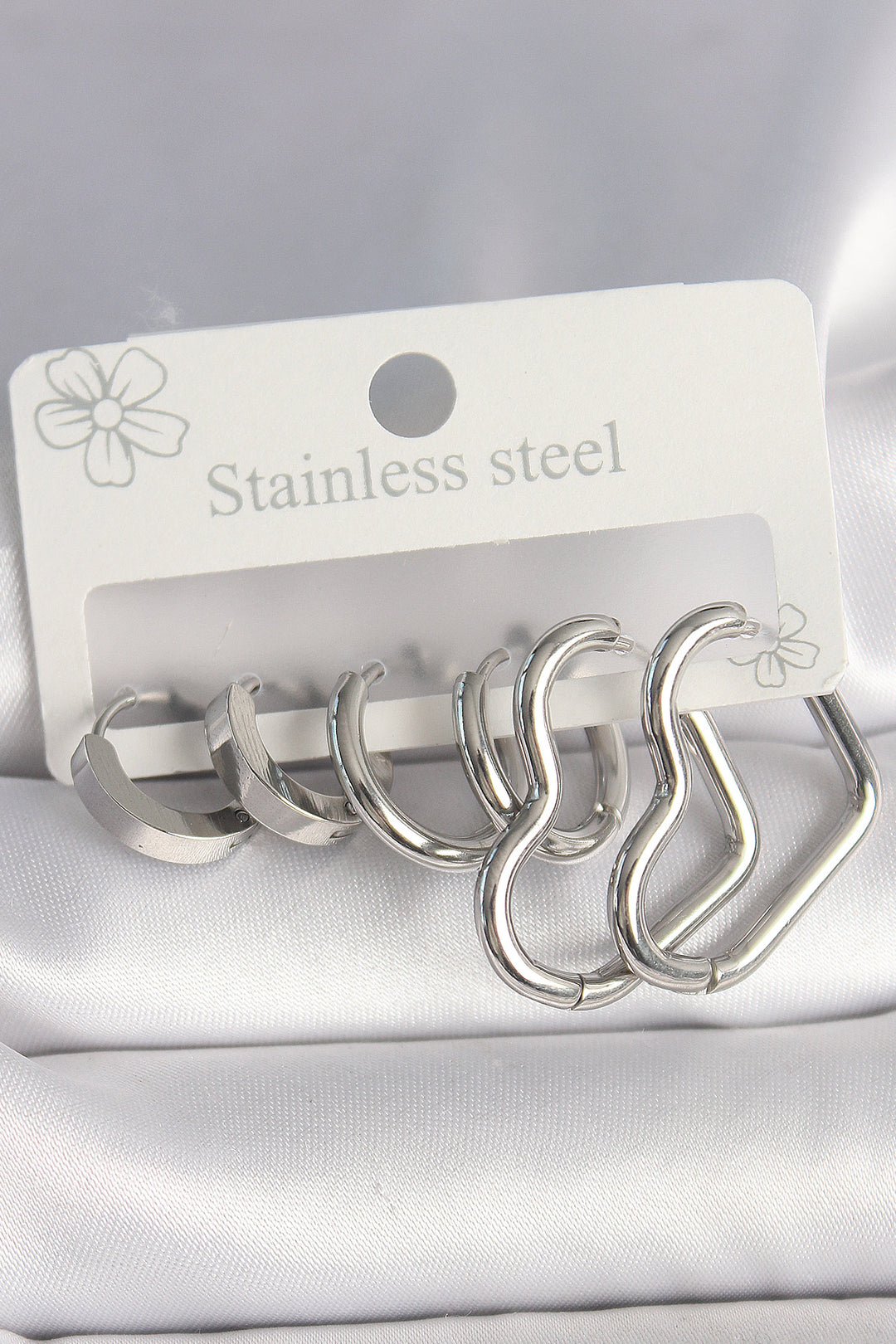 EBJ 316L Stainless Steel Silver Color Ring Heart Model Women's Earring Set - Alenquer