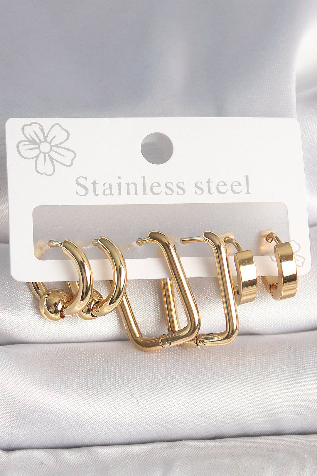 EBJ 316L Steel Gold Color Ring Square Model Women's Earring Set - Port Arthur