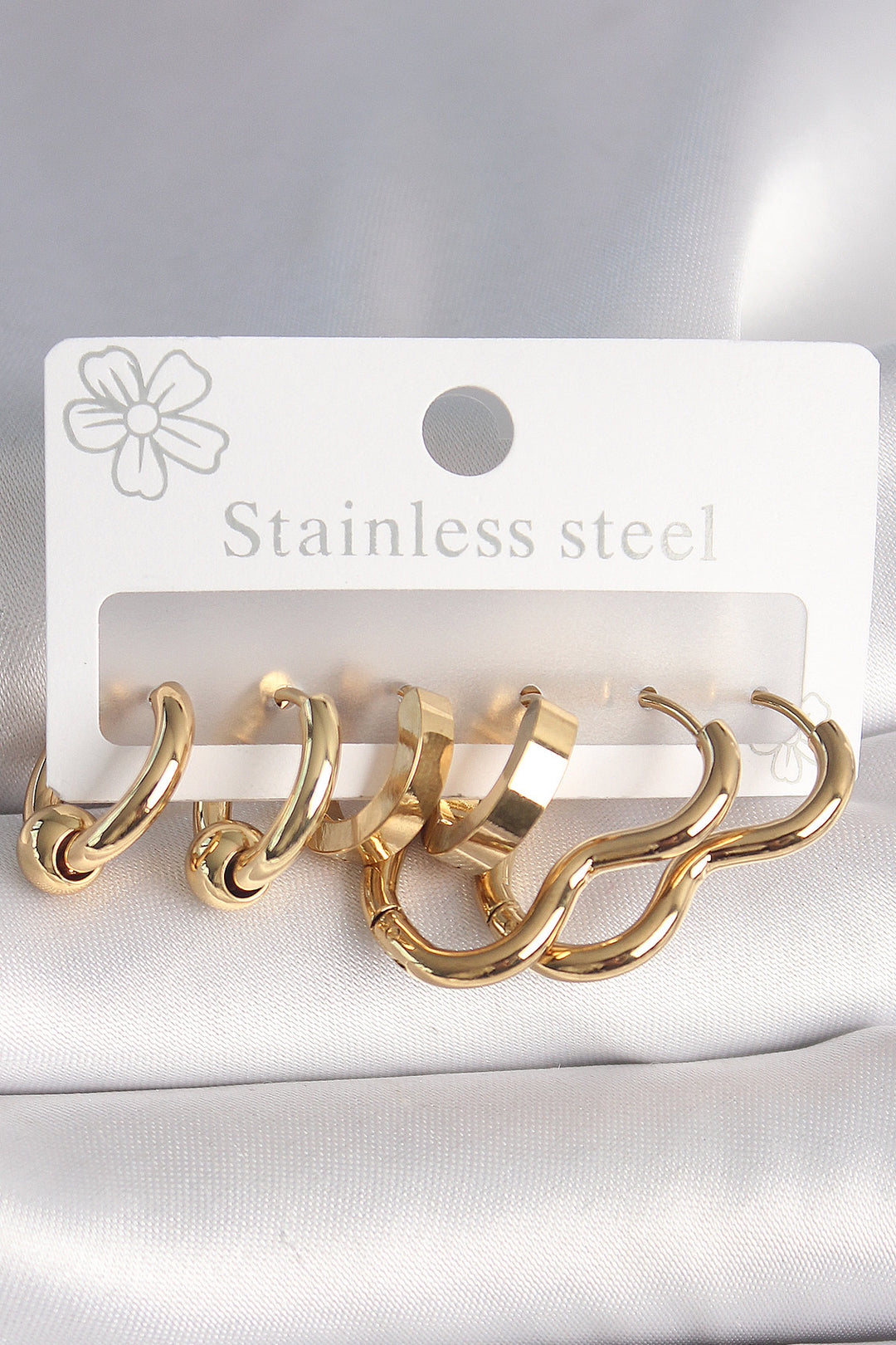 EBJ 316L Steel Gold Color Heart Ring Model Women's Earring Set - Aix-en-Provence