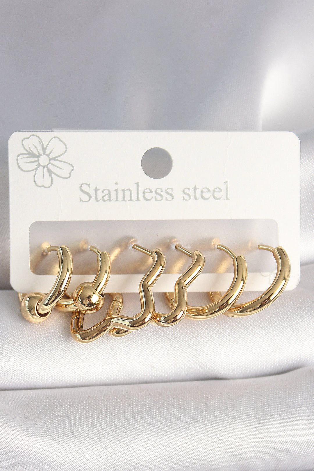 EBJ 316L Steel Gold Color Star Ring Model Women's Earring Set - Baranavichy