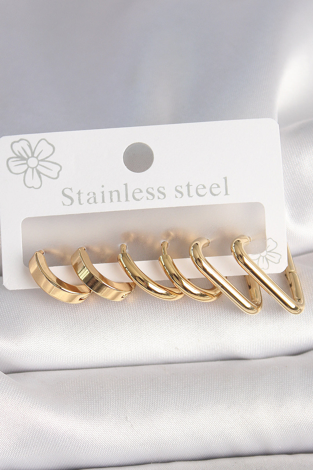 EBJ 316L Steel Gold Color Triangle Ring Model Women's Earring Set - Santa Clara del Cobre