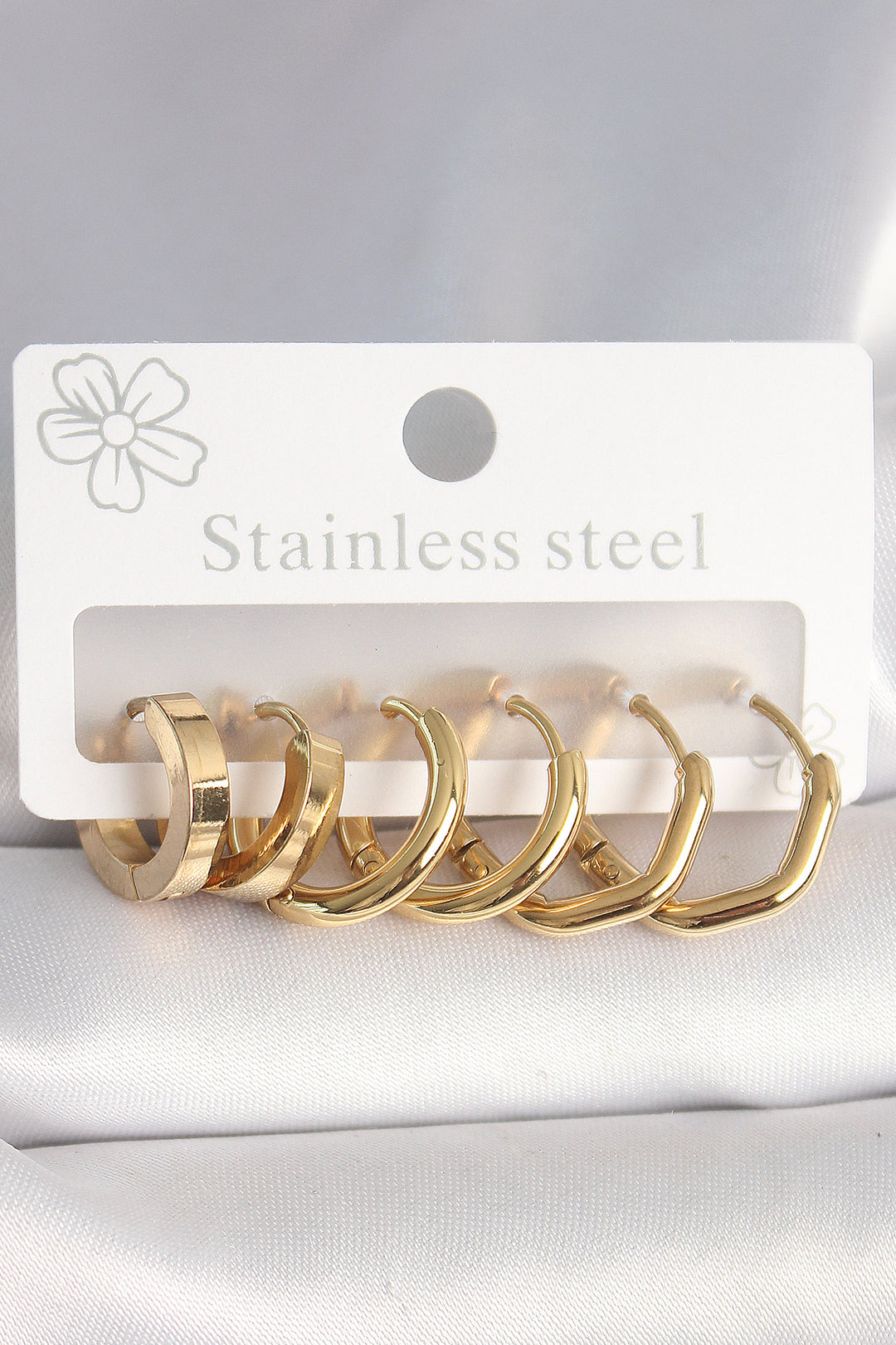 EBJ 316L Steel Gold Color Geometric Ring Model Women's Earring Set - Galátsi