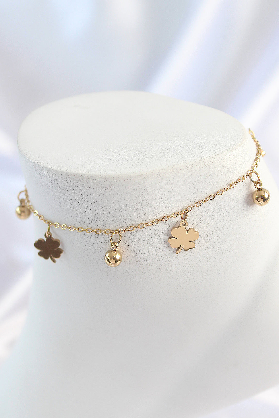 EBJ 316L Steel Gold Color Dangle Clover Model Women's Anklet - Kenosha