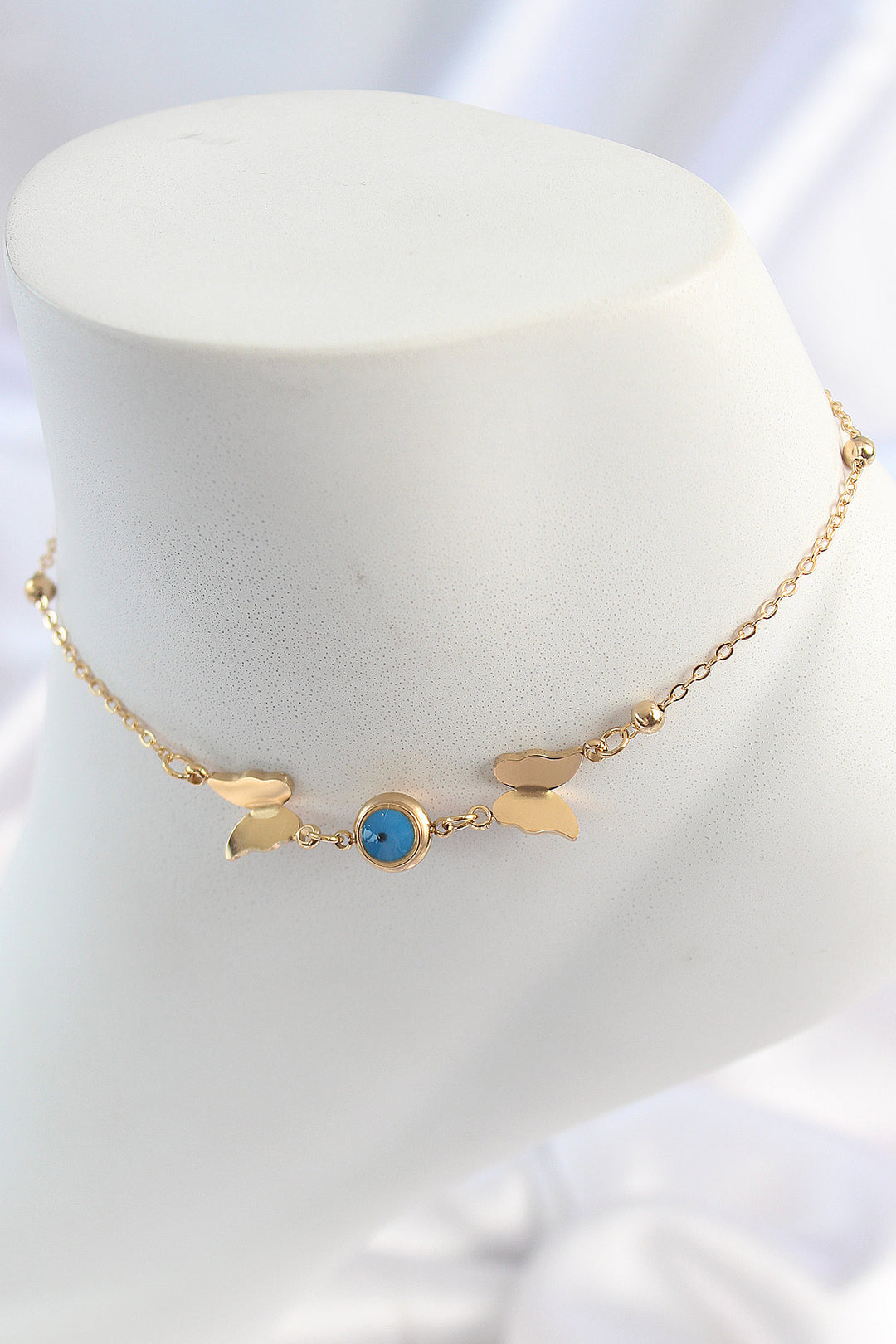 EBJ 316L Steel Gold Color Butterfly Evil Eye Figure Women's Anklet - La Laguna