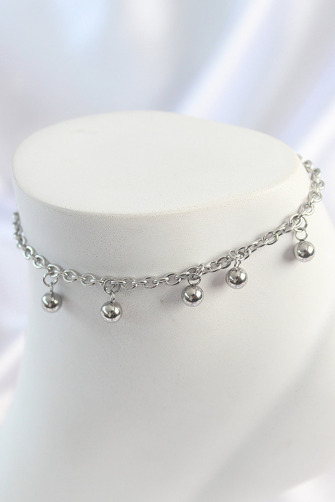 EBJ 316L Stainless Steel Silver Color Dangle Bead Chain Model Women's Anklet - Streamwood
