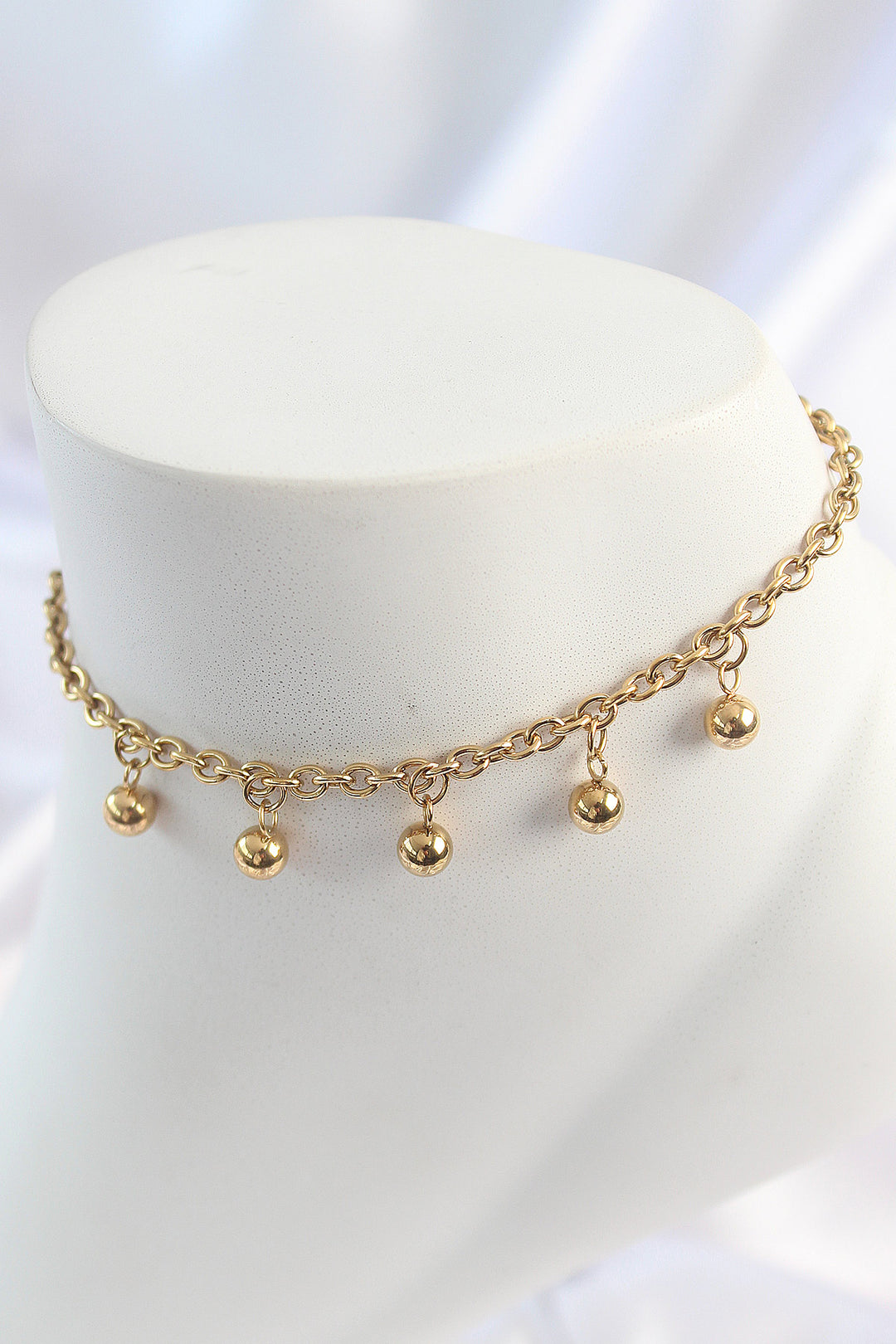 EBJ 316L Steel Gold Color Dangle Bead Chain Model Women's Anklet - Trani