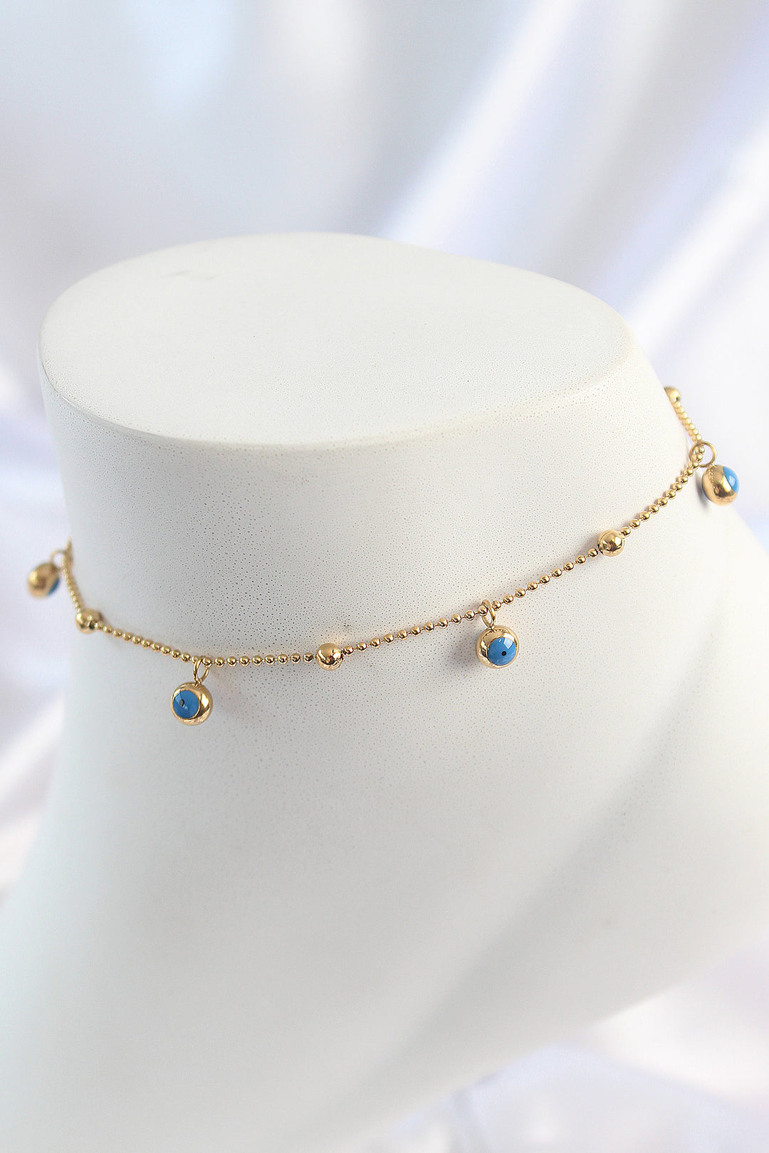 EBJ 316L Steel Gold Color Dangle Evil Eye Bead Figure Anklet Detail Women Anklet - Mariupol