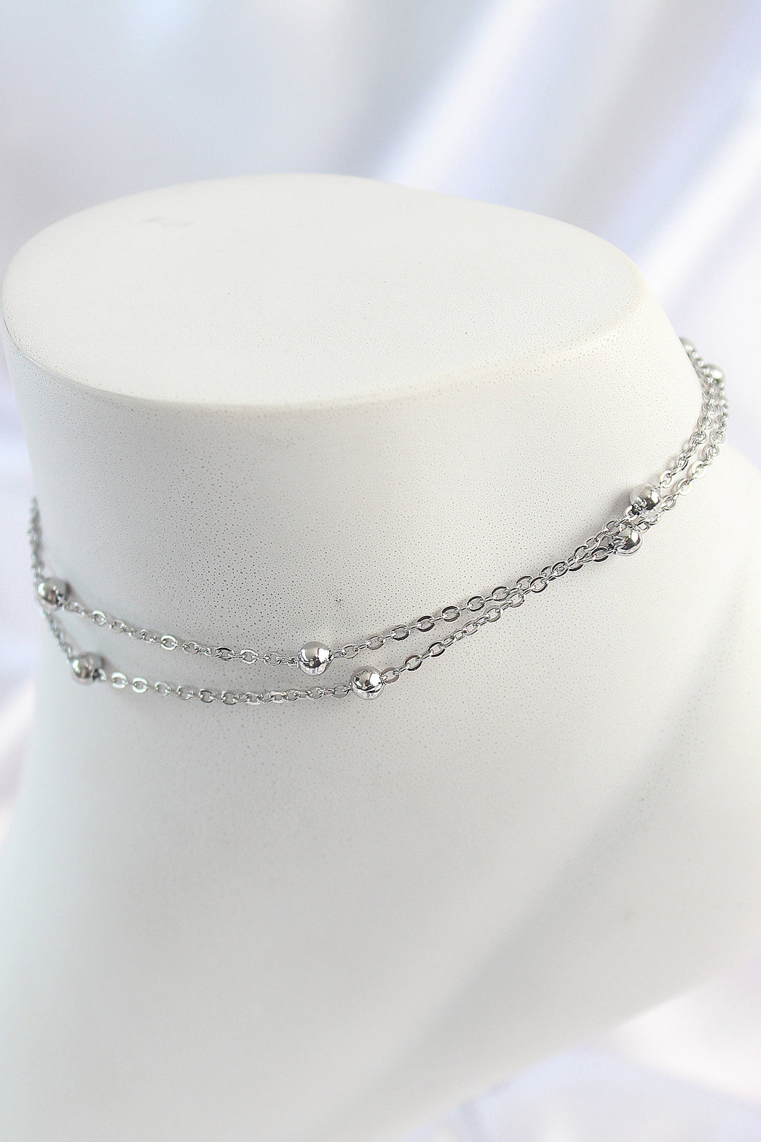 EBJ 316L Stainless Steel Silver Color 2-Piece Bead Detail Chain Model Women's Anklet - Minsk