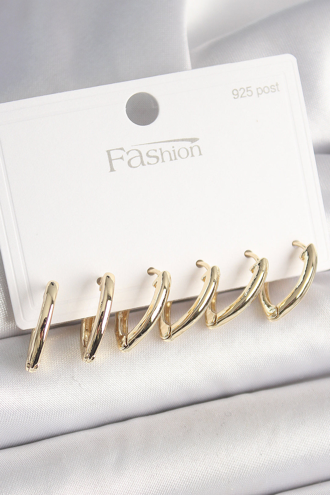 EBJ 925 Sterling Silver Nail Brass Gold Color Triangle Model Women's Earring Set - Mâcon