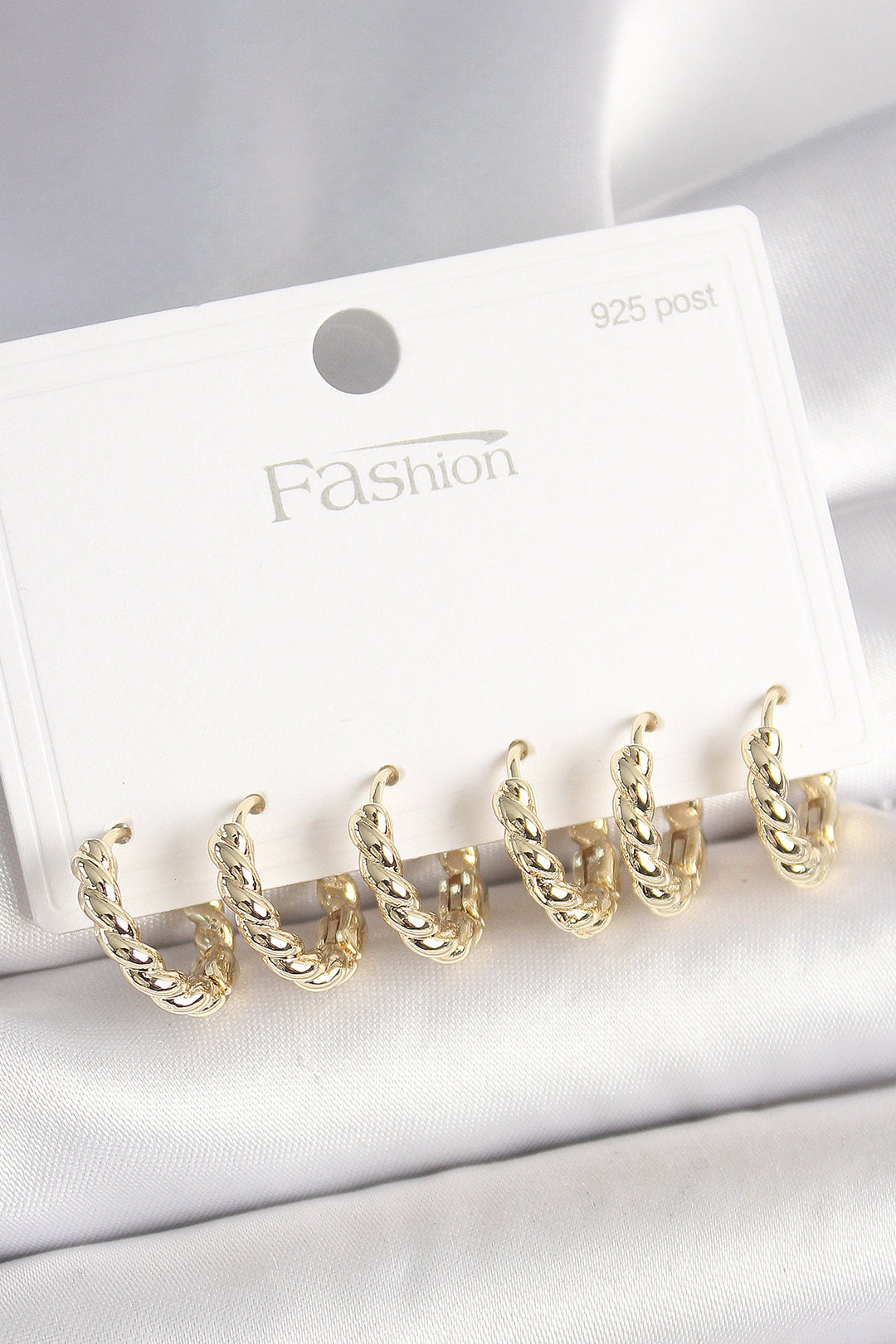 EBJ 925 Sterling Silver Nail Brass Gold Color Spiral Ring Model Women's Earring Set - Anniston
