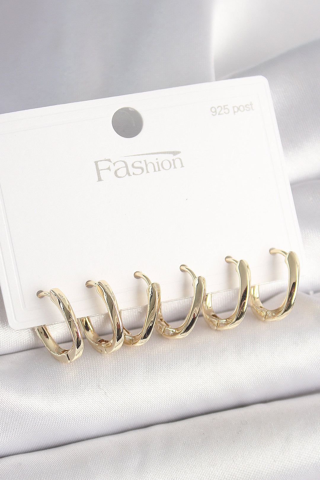 EBJ 925 Sterling Silver Nail Brass Gold Color Oval Ring Model Women's Earring Set - Rovereto
