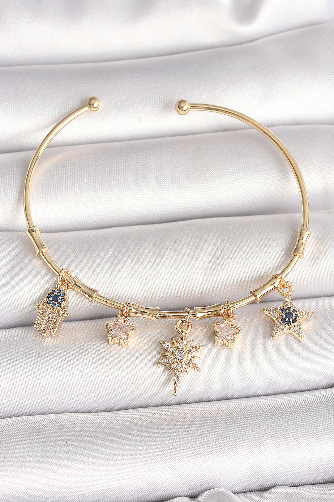EBJ Rice Gold Color Swinging Pole Star Model Charm Model Women's Bracelet with Zircon Stone - Passaic