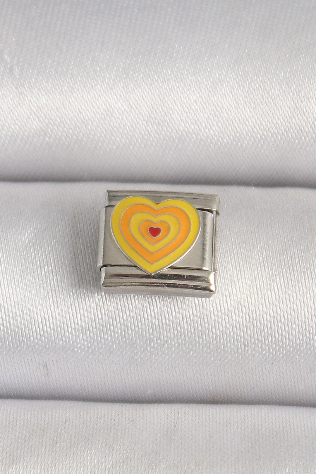 EBJ 316L Steel Silver Color Yellow Heart Embossed Nomination Charm - Catalina Foothills