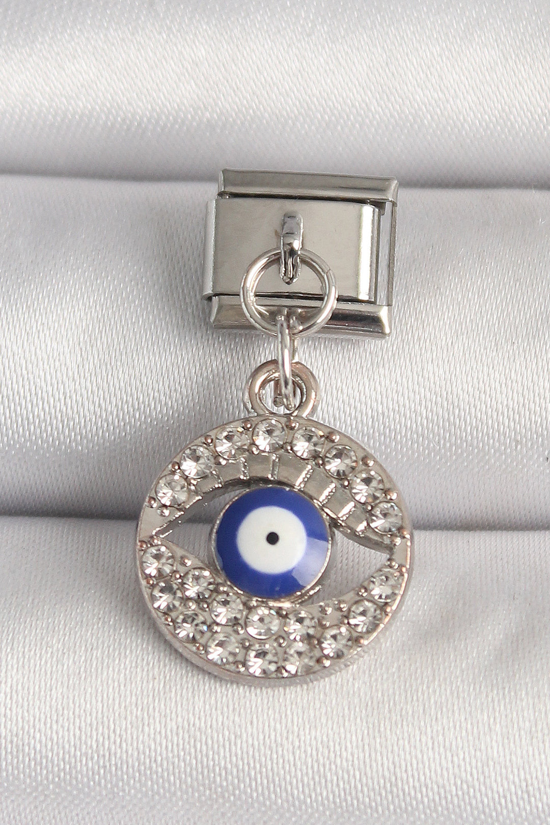 EBJ 316L Stainless Steel Silver Color Zircon Stone Eye Model Evil Eye Bead Detail Nomination Charm - Osimo