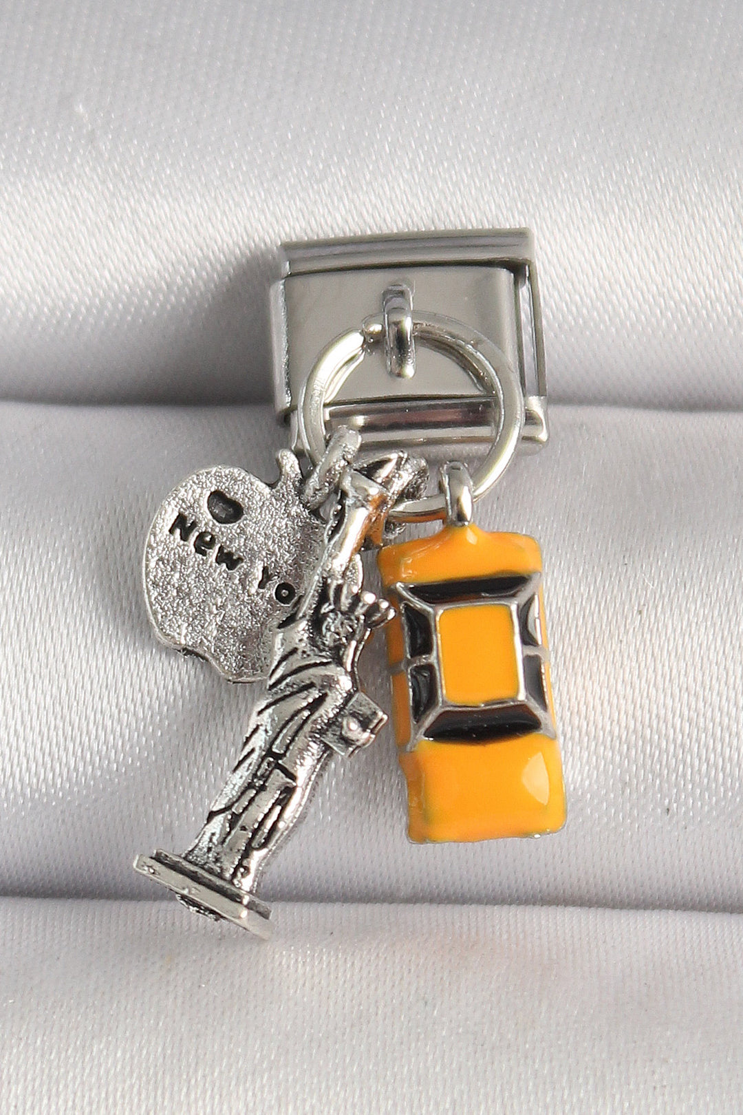 EBJ 316L Steel Silver Color Yellow Taxi Statue Model Nomination Charm - Cedar Rapids