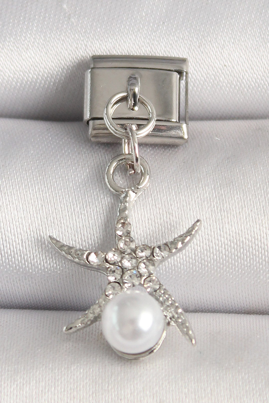 EBJ 316L Stainless Steel Silver Color Zircon Stone Starfish Model Pearl Detail Nomination Charm - Podujevë