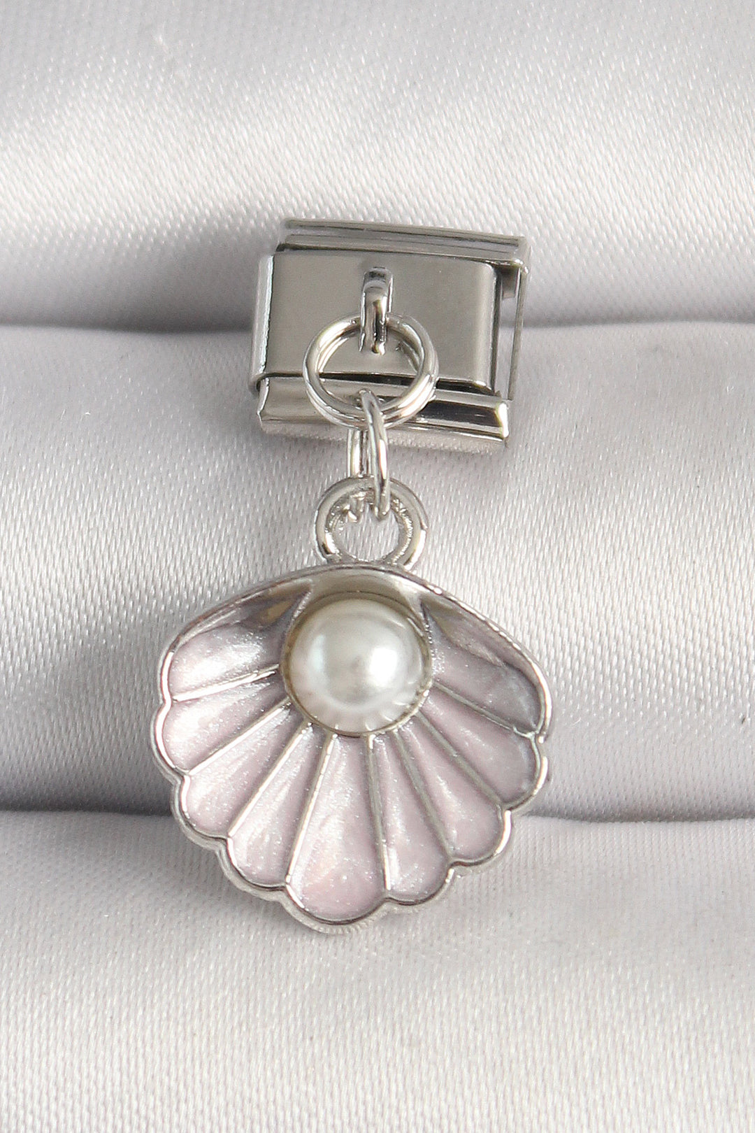 EBJ 316L Stainless Steel Silver Color Pink Seashell Model Pearl Detail Nomination Charm - Gütersloh