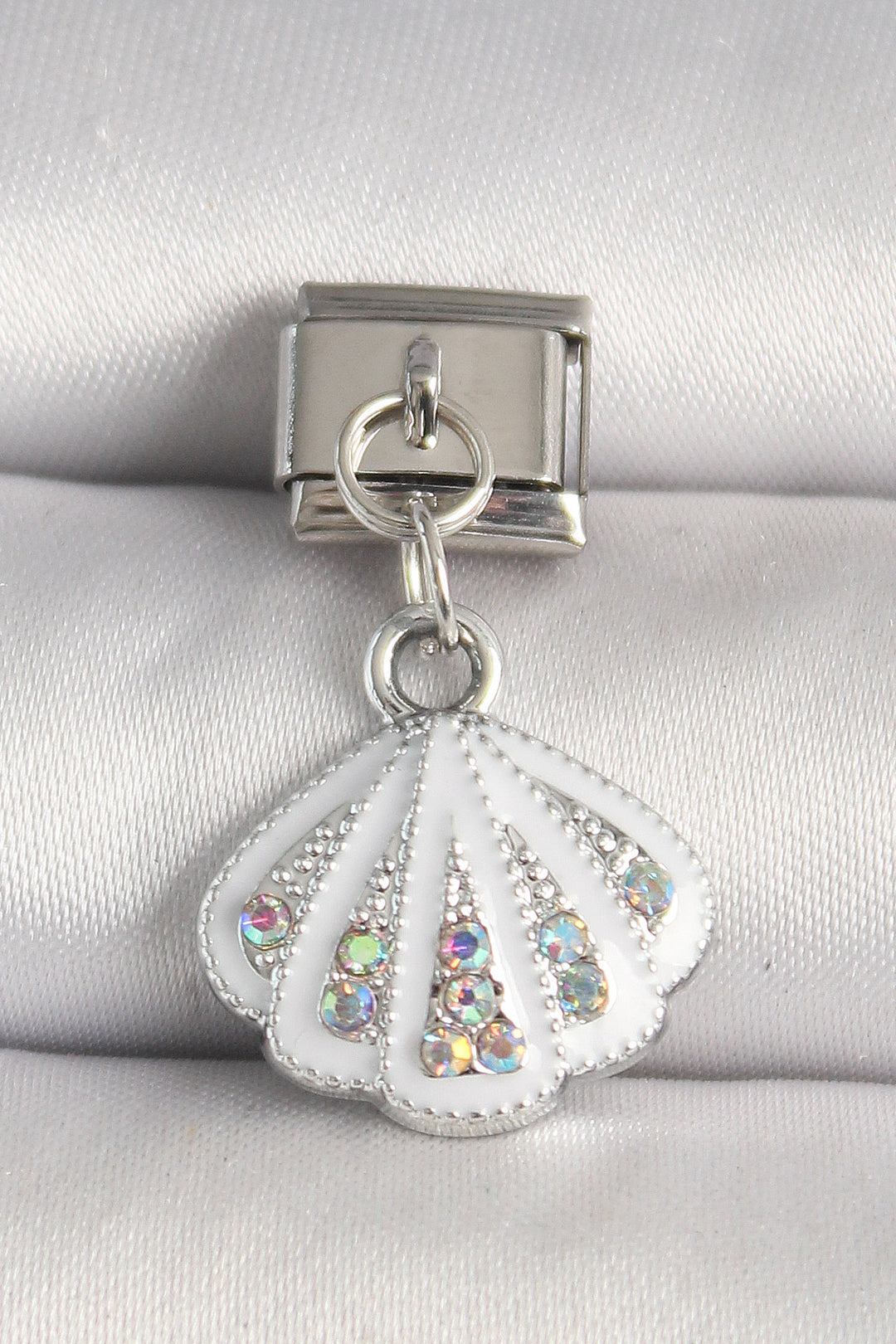 EBJ 316L Stainless Steel Silver Color Zircon Stone Sea Shell Model Nomination Charm - Livermore