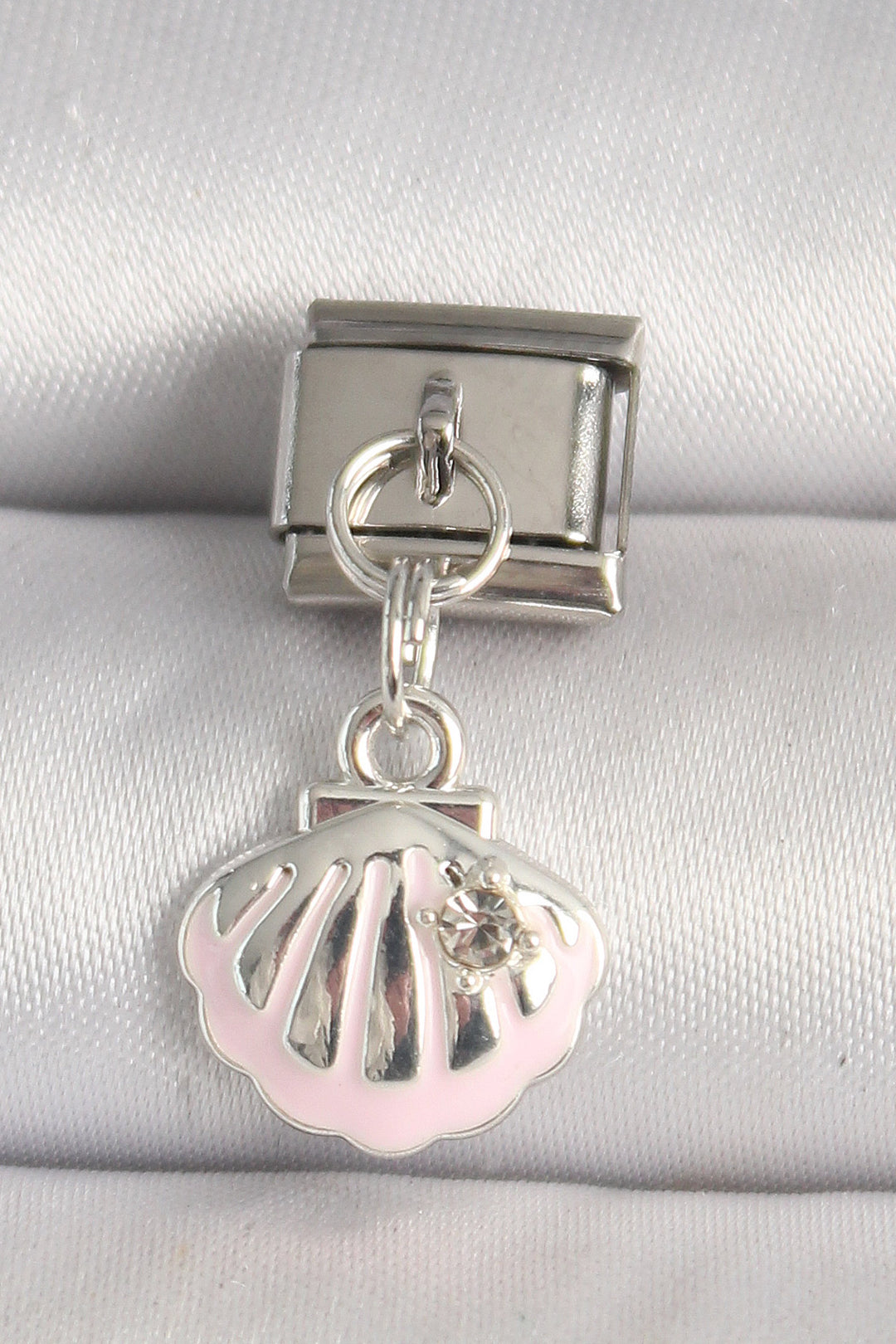 EBJ 316L Stainless Steel Silver Color Pink Seashell Model Zircon Stone Detail Nomination Charm - Bruchsal