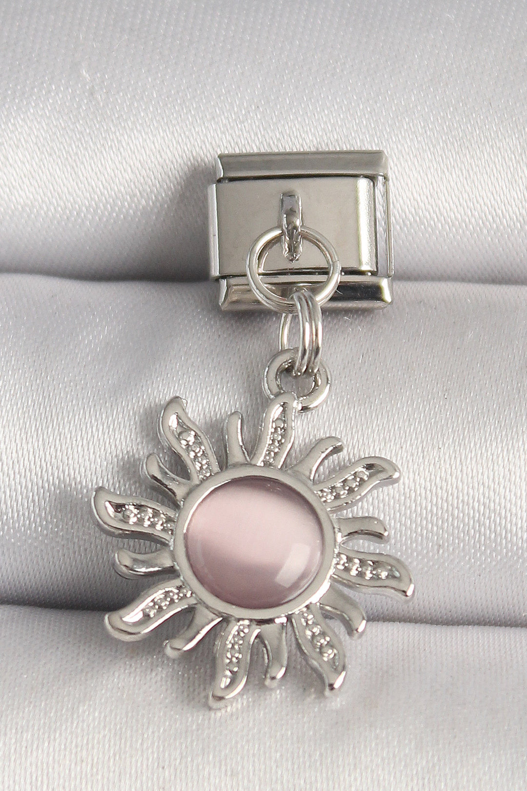 EBJ 316L Steel Silver Color Pink Enamel Sun Model Nomination Charm - Kolomyia