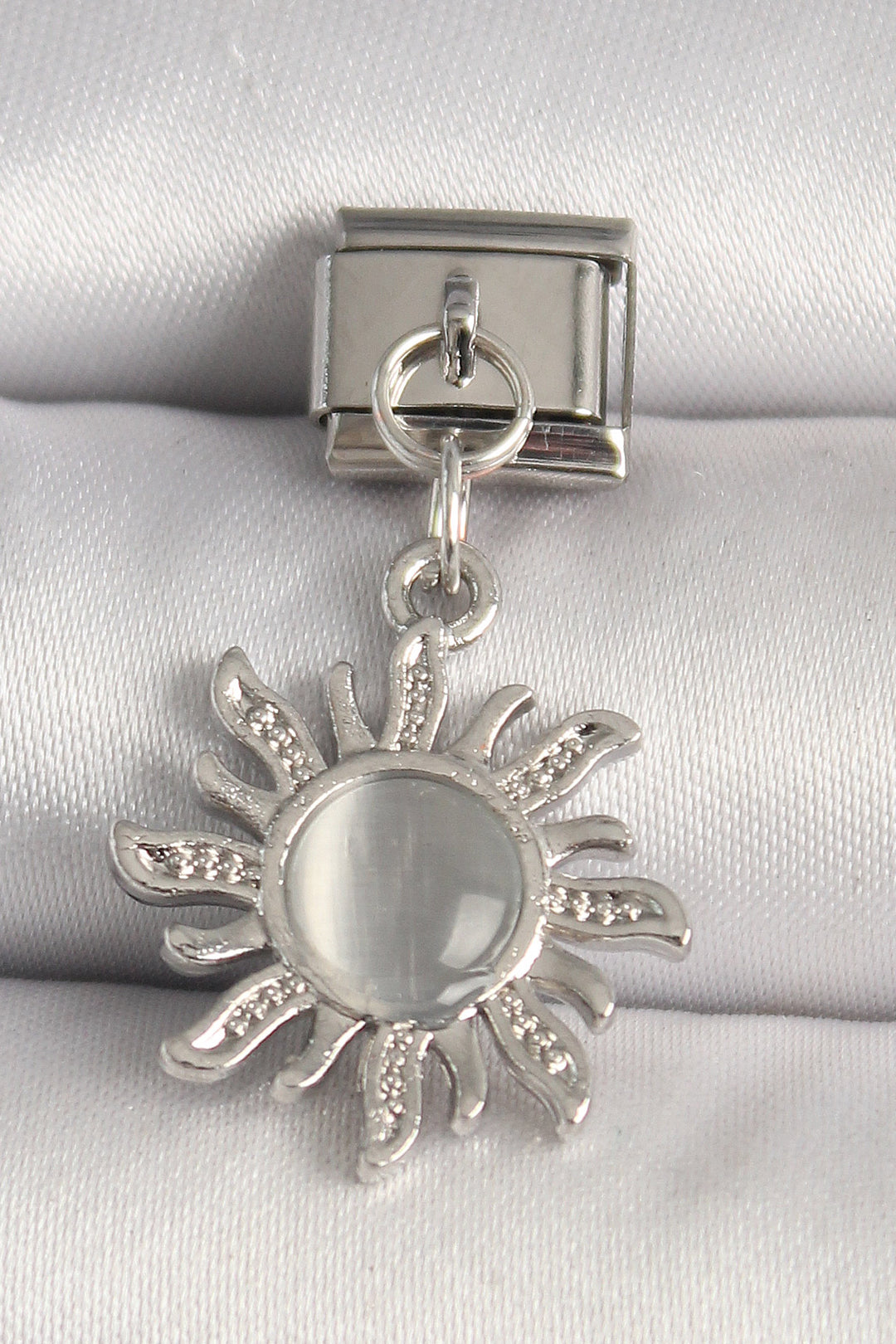 EBJ 316L Steel Silver Color White Enamel Sun Model Nomination Charm - Amarante