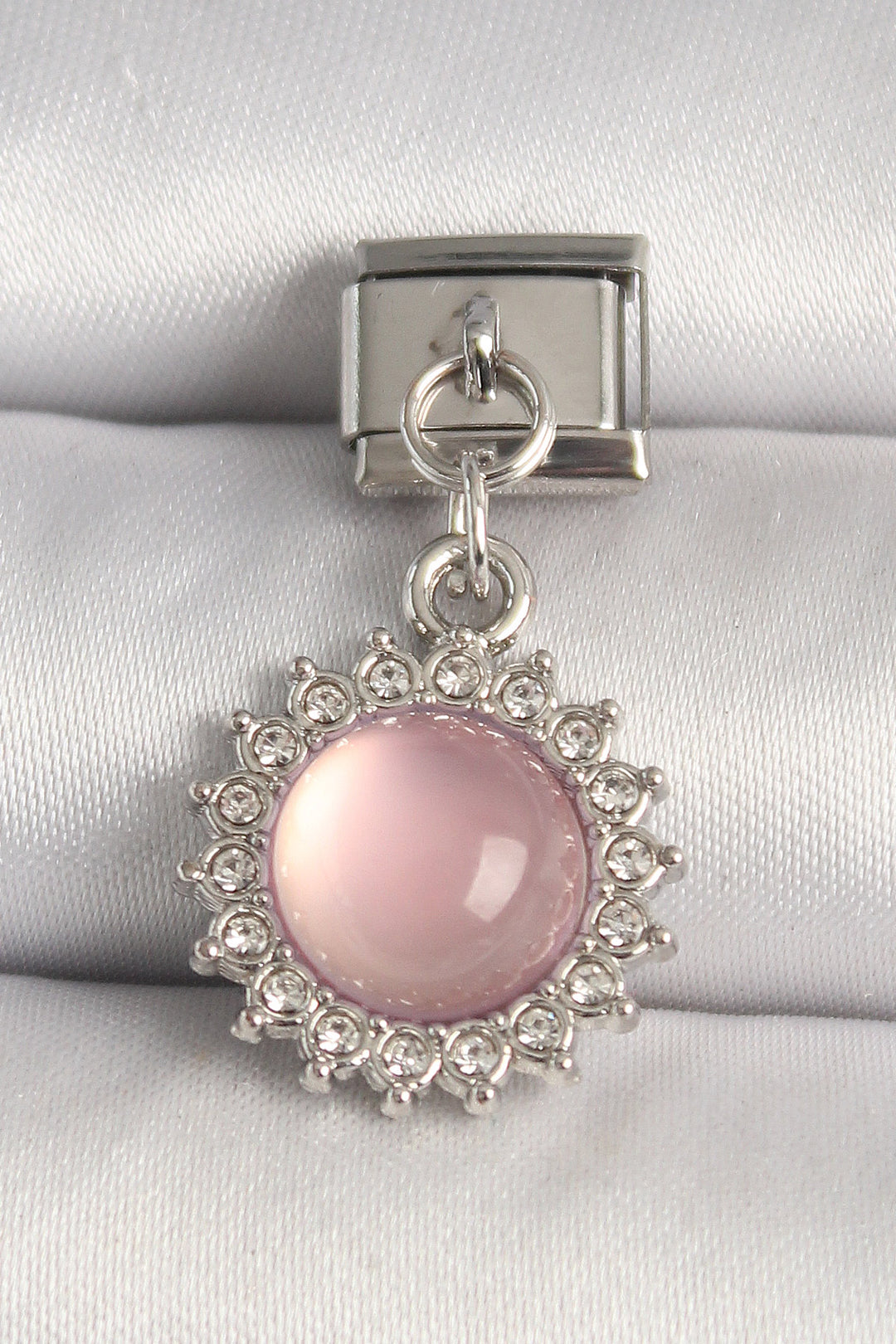 EBJ 316L Steel Silver Color Pink Enamel Zircon Stone Sun Model Nomination Charm - Upper Arlington
