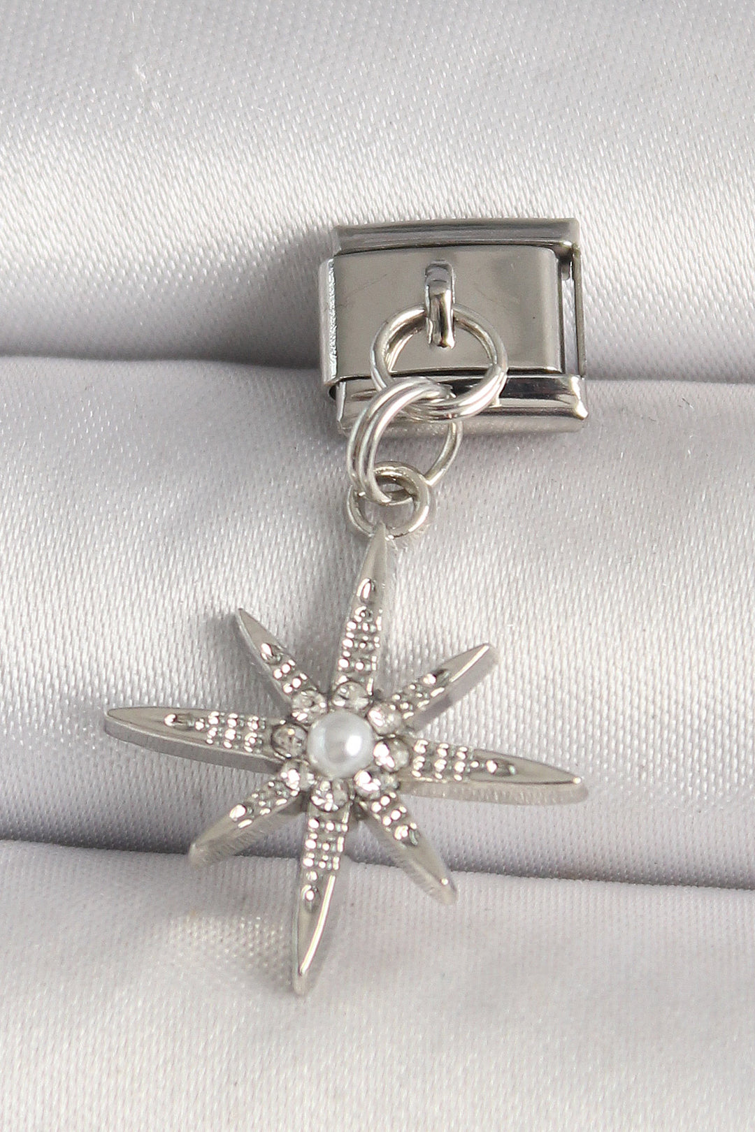 EBJ 316L Stainless Steel Silver Color Zircon Stone Pearl Detail Star Model Nomination Charm - Mieres