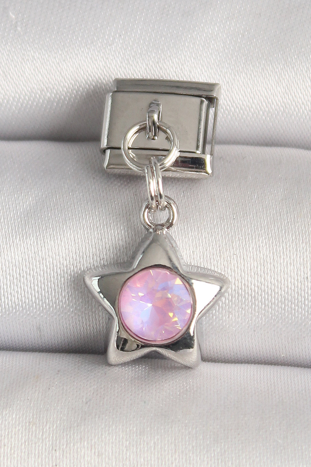 EBJ 316L Stainless Steel Silver Color Pink Zircon Stone Star Model Nomination Charm - Fuenlabrada