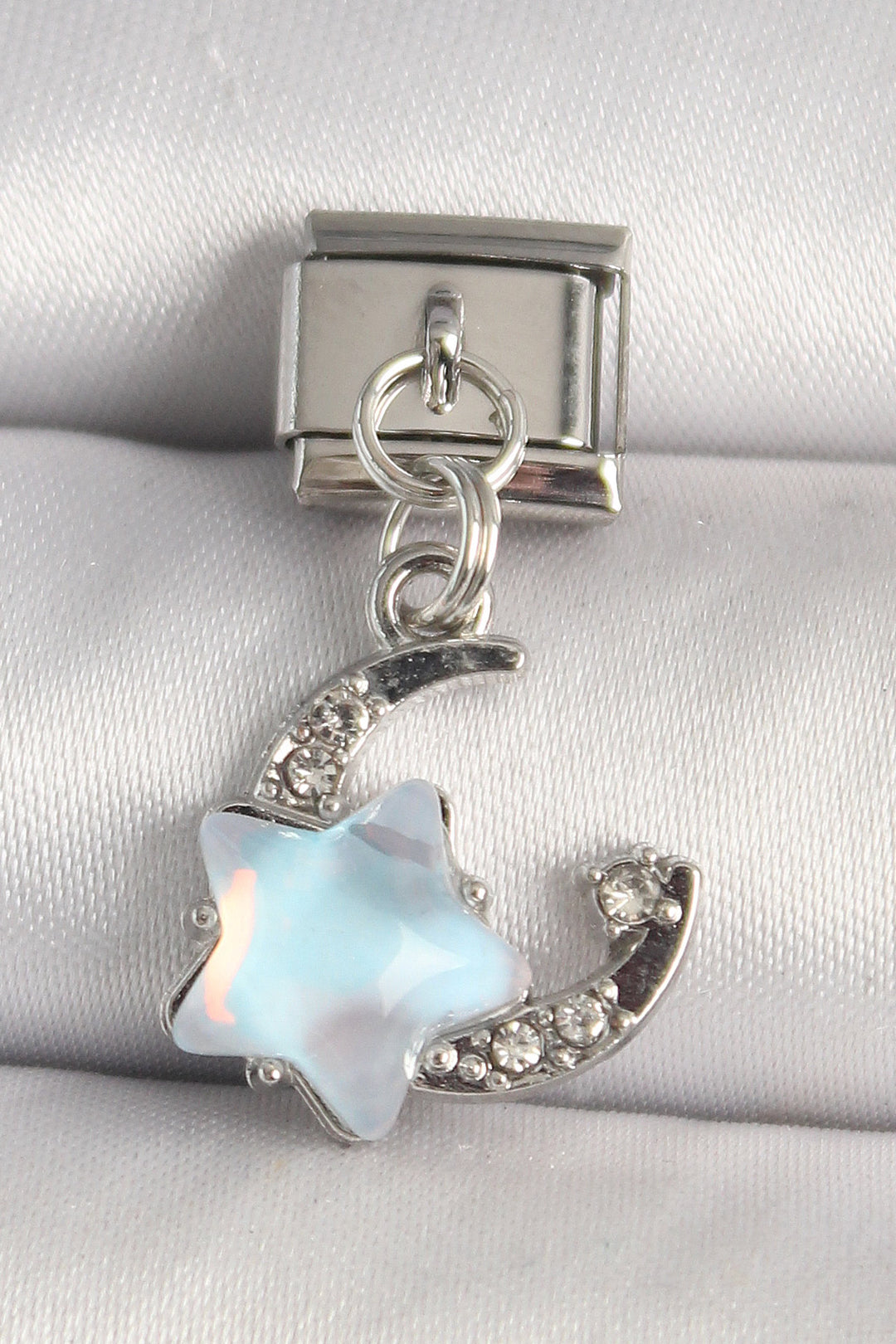 EBJ 316L Steel Silver Color Zircon Stone Blue Enamel Star Model Nomination Charm - Kateríni