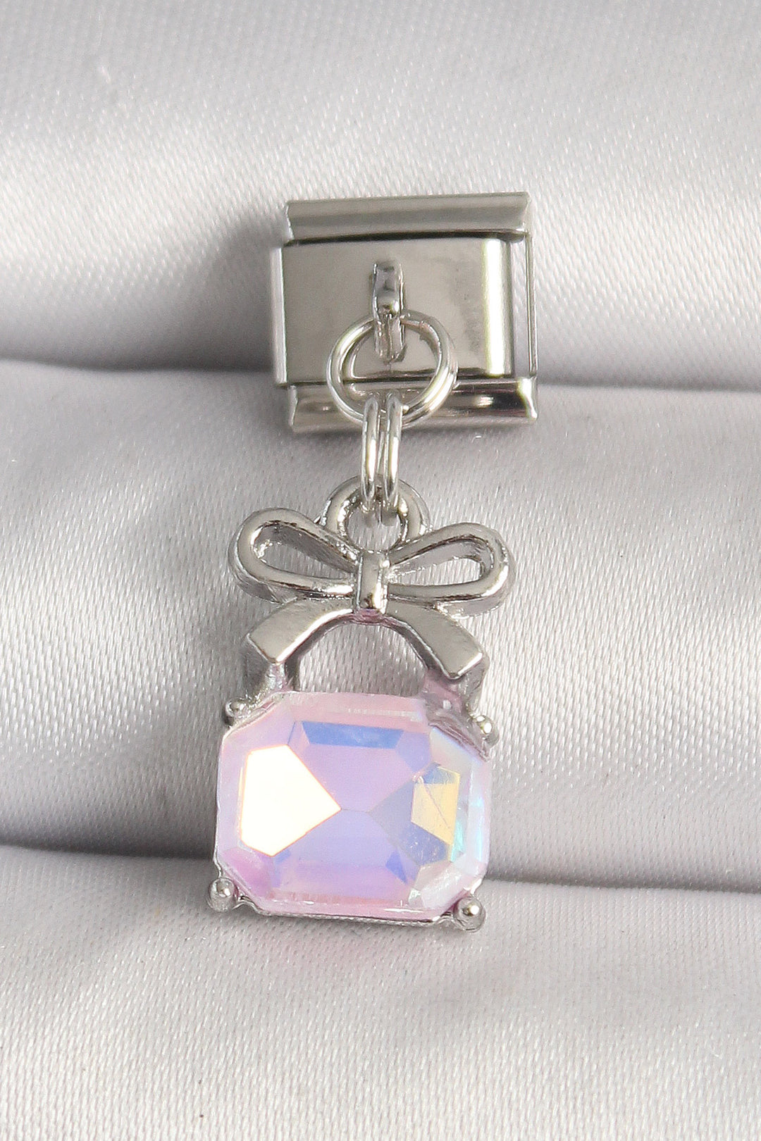 EBJ 316L Steel Silver Color Pink Zircon Stone Bag Model Nomination Charm - Piatra Neamţ
