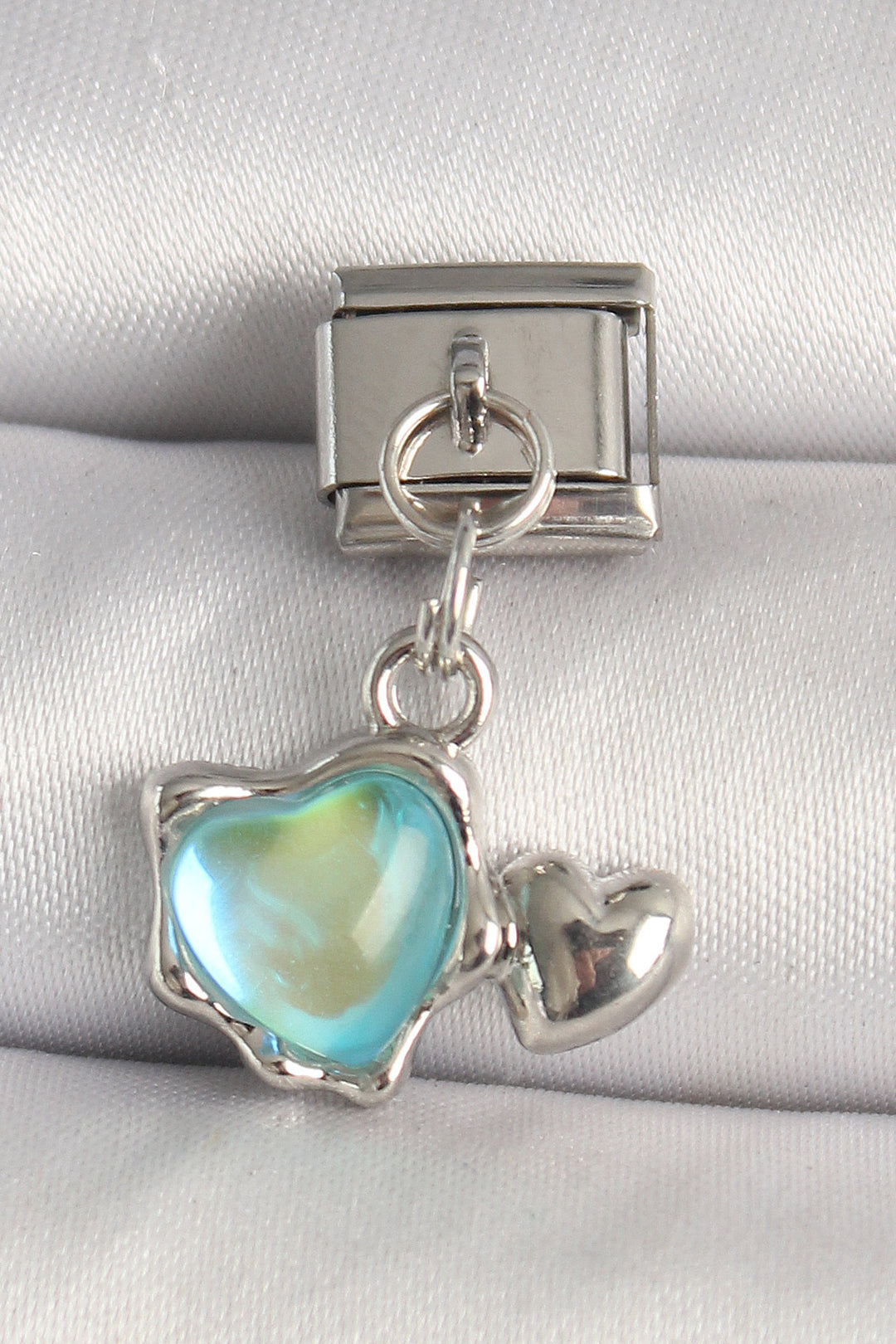 EBJ 316L Steel Silver Color Blue Enamel Heart Model Nomination Charm - Bowling Green