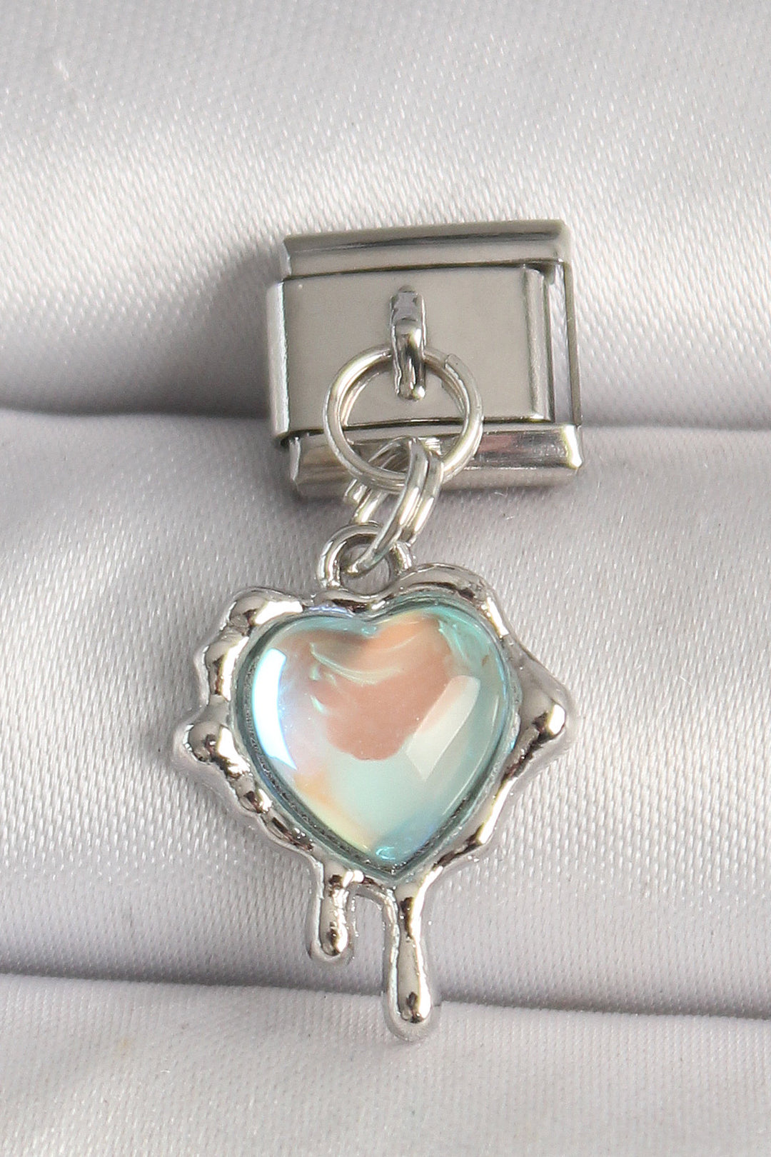 EBJ 316L Steel Silver Color Blue Hologram Enamel Melting Heart Model Nomination Charm - Kropyvnytskyi