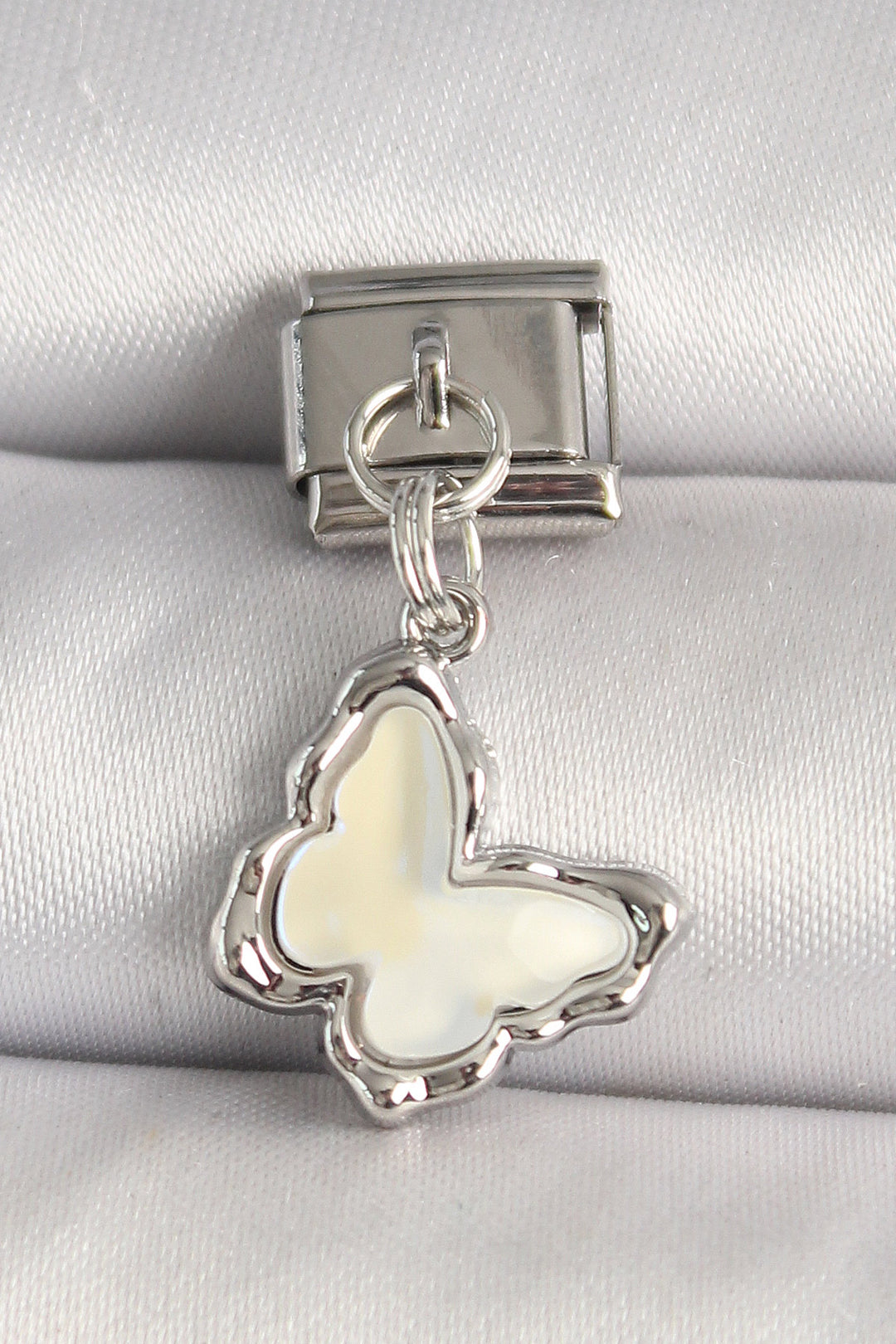 EBJ 316L Steel Silver Color White Butterfly Model Nomination Charm - Saarlouis