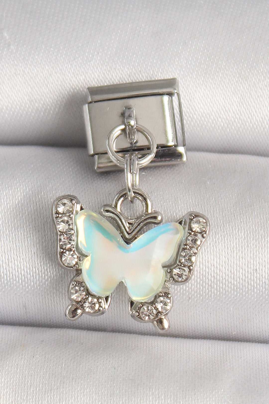 EBJ 316L Stainless Steel Silver Color Zircon Stone Yellow Enamel Butterfly Model Nomination Charm - Roman
