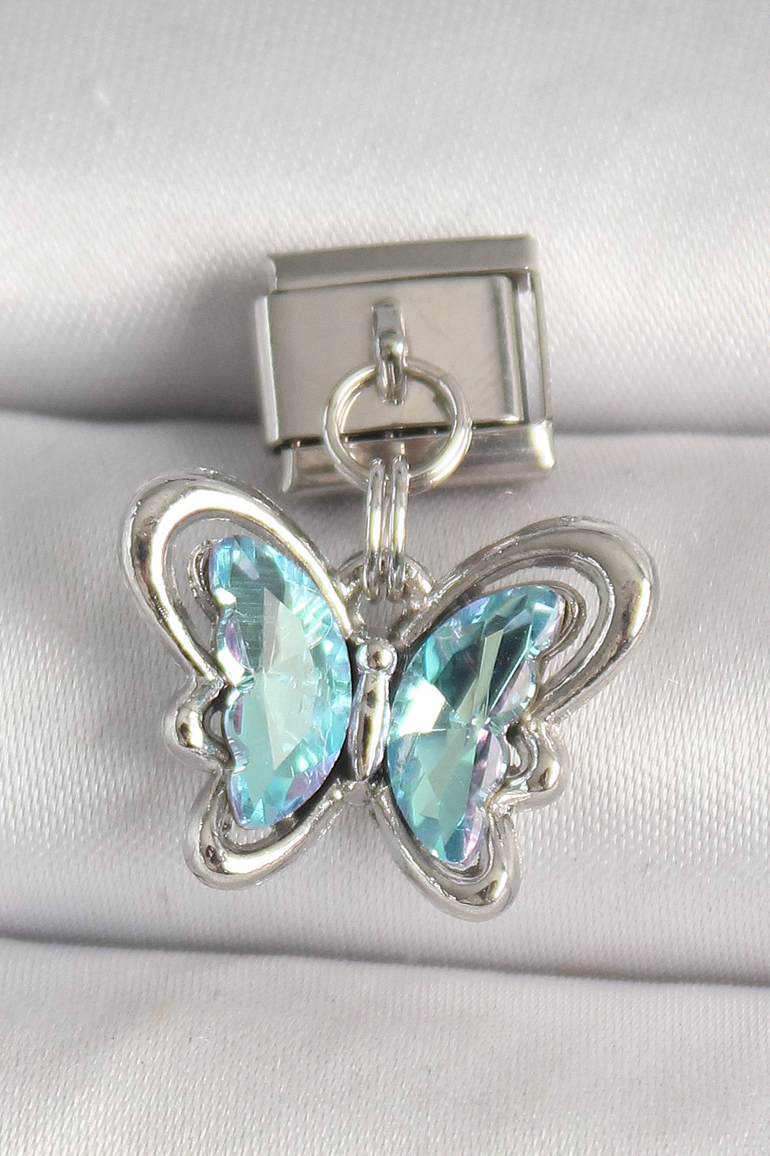 EBJ 316L Stainless Steel Silver Color Turquoise Zircon Stone Butterfly Model Nomination Charm - Wageningen
