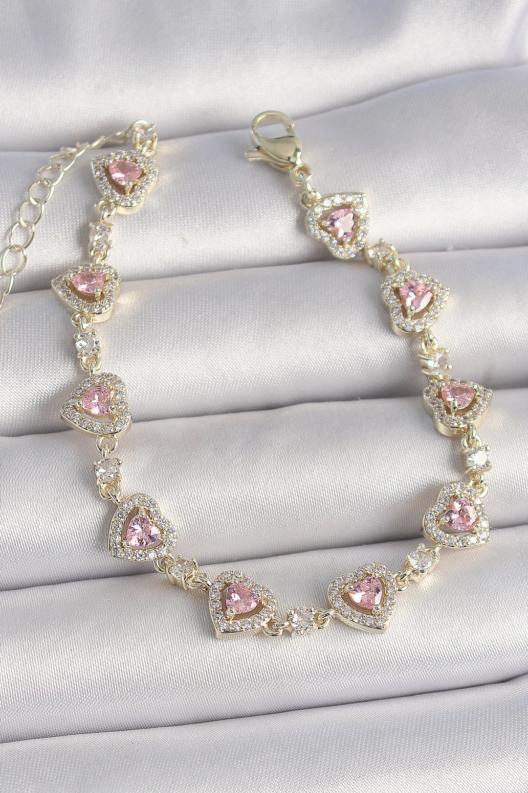 EBJ Rice Gold Color Pink Zircon Stone Heart Model VIP Series Women's Bracelet - Ocala
