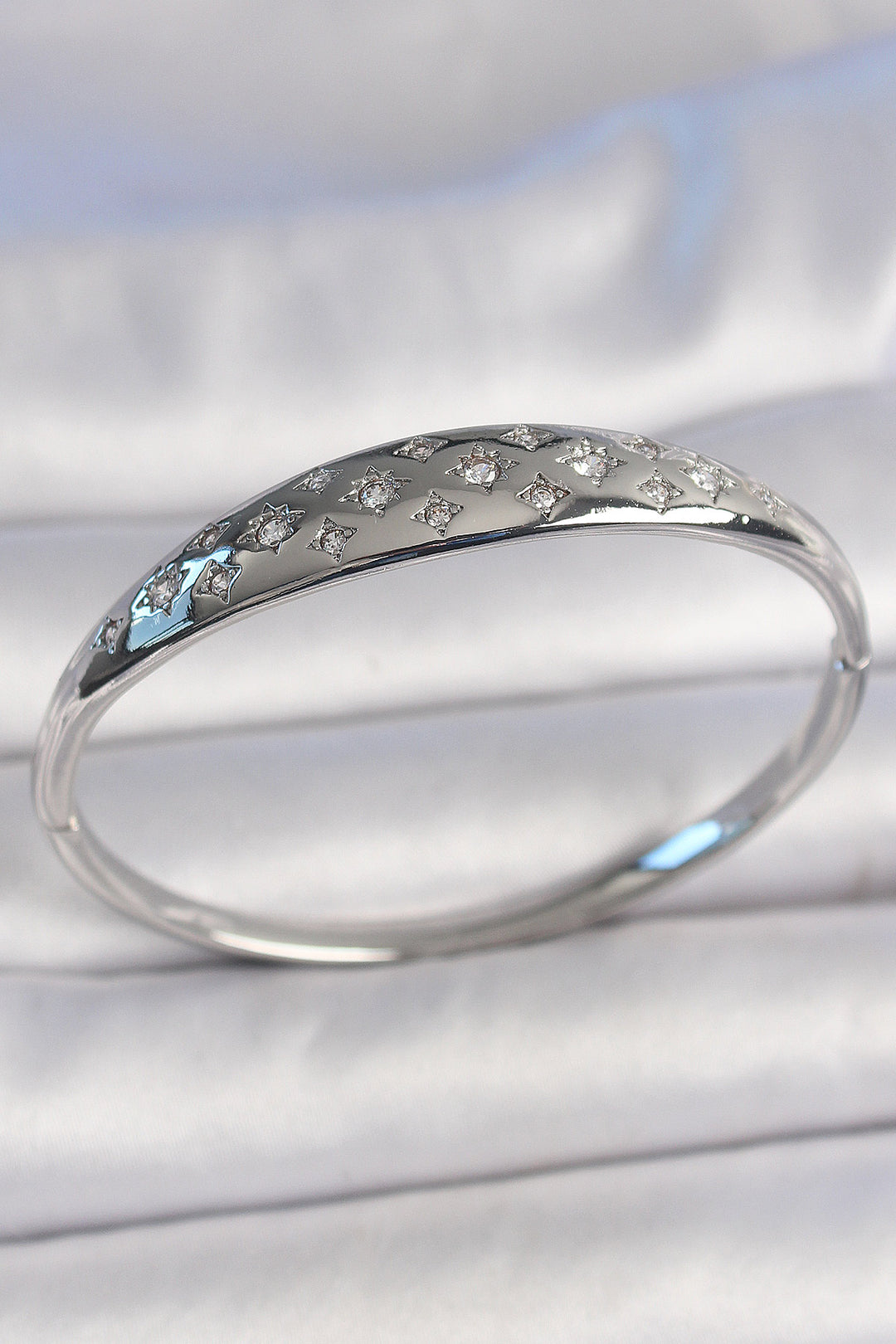 EBJ Rice Silver Color Zircon Stone Embroidered Women's Cuff - Santa María Atzompa