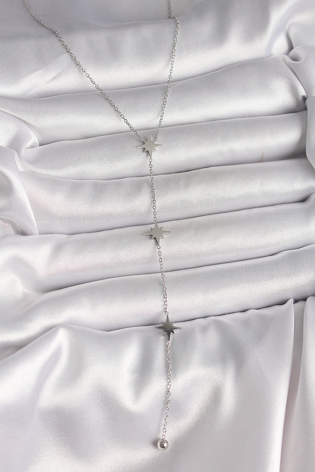 EBJ 316L Stainless Steel Silver Color Starry Model Bead Detail Women Y Necklace - Slatina