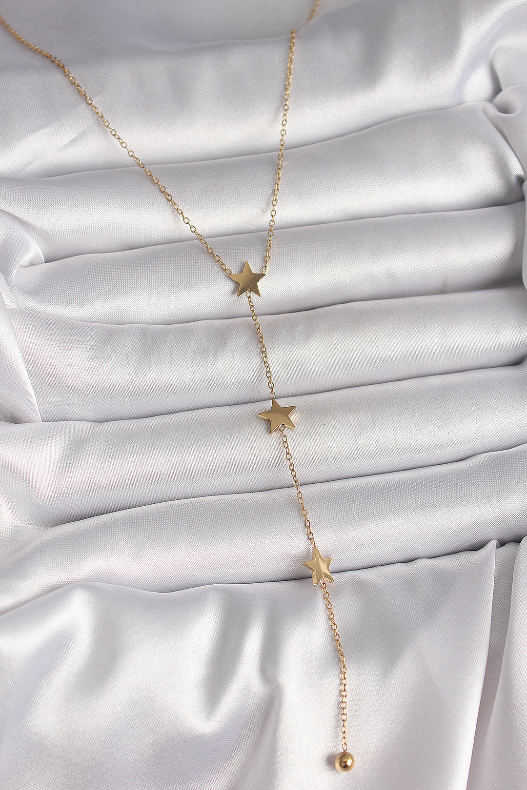 EBJ 316L Steel Gold Color Star Model Bead Detail Women Y Necklace - Nuevo Laredo