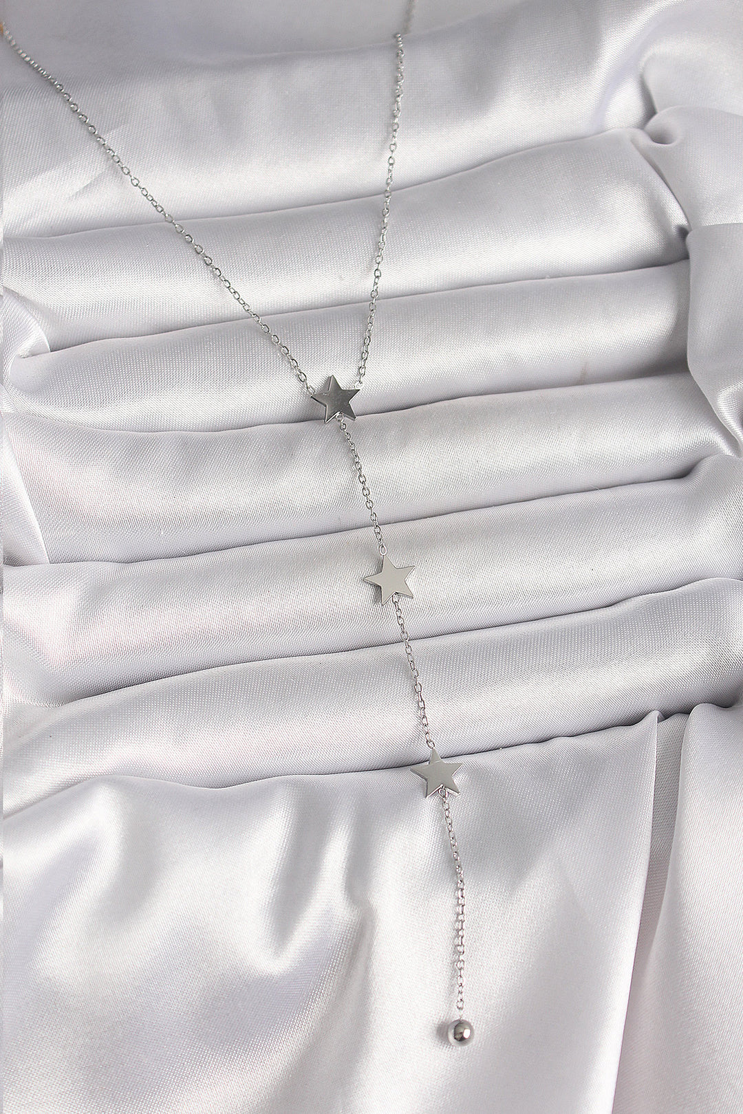 EBJ 316L Stainless Steel Silver Color Starry Model Bead Detail Women Y Necklace - Rüsselsheim